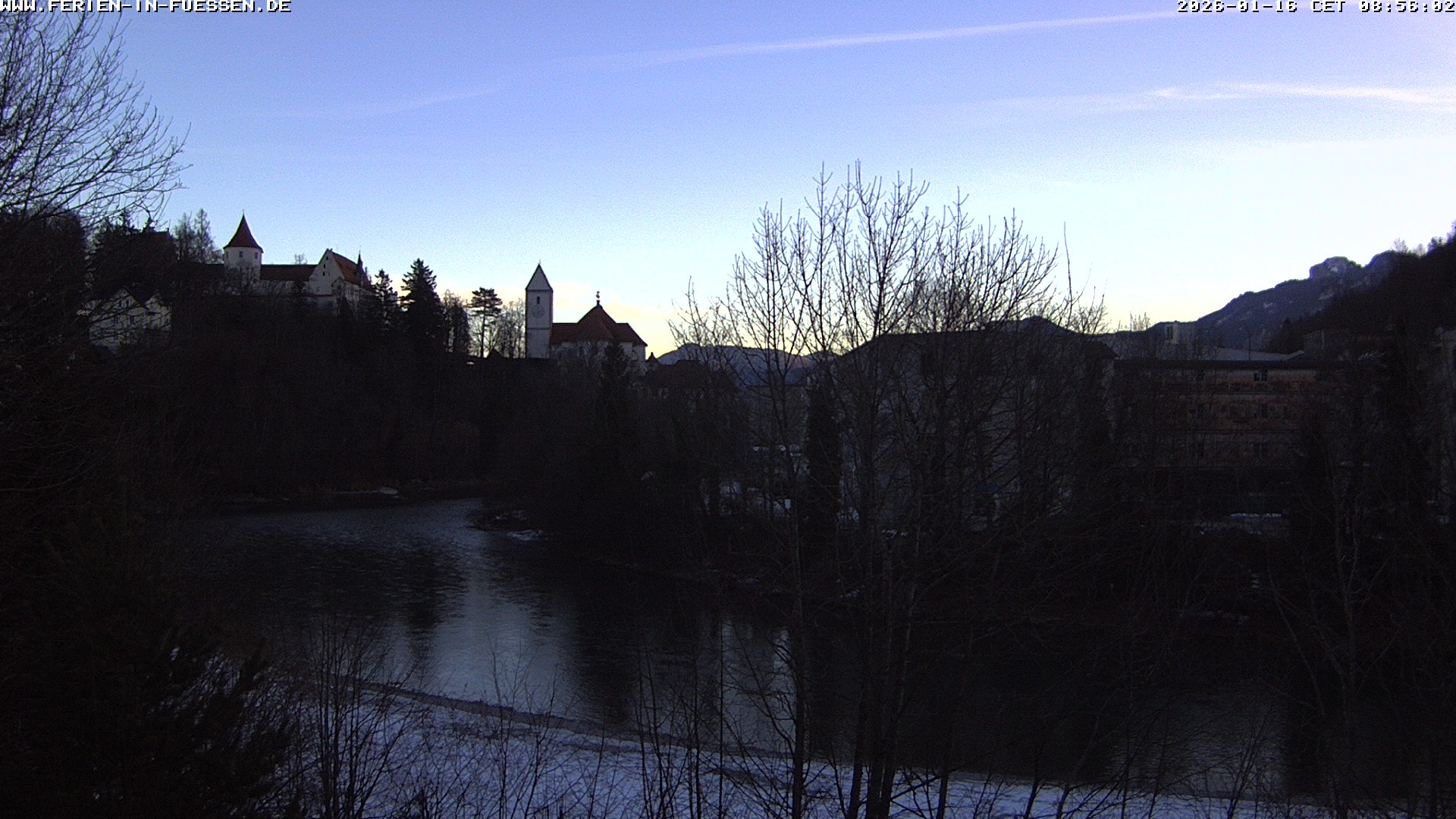 Archiv Foto Webcam Füssen: Blick auf Lech und Hohes Schloss