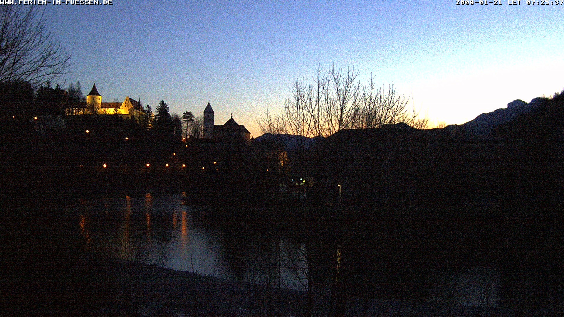 Archiv Foto Webcam Füssen: Blick auf Lech und Hohes Schloss