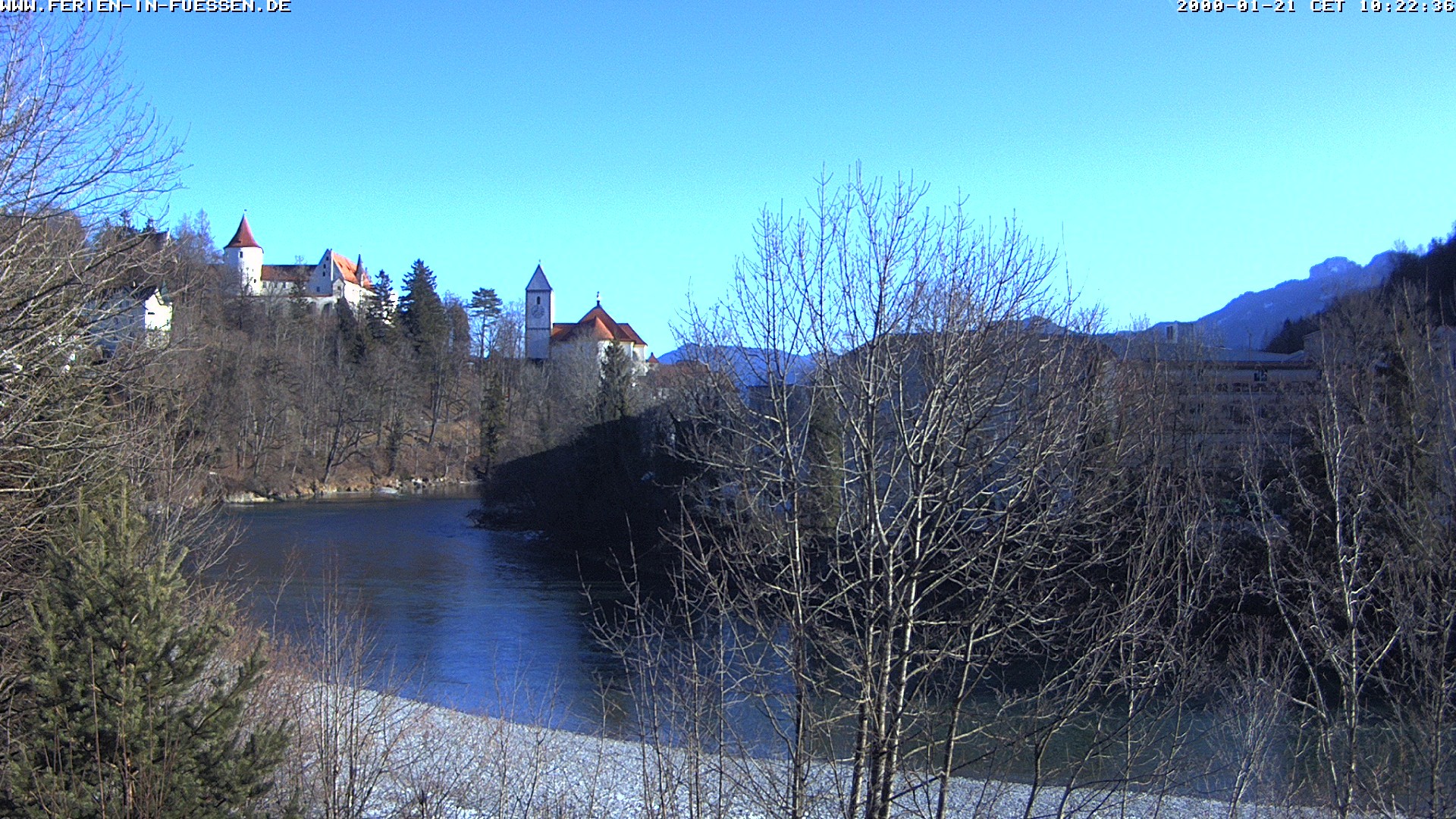 Archiv Foto Webcam Füssen: Blick auf Lech und Hohes Schloss