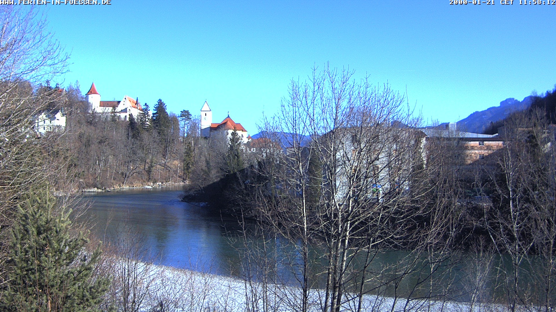 Archiv Foto Webcam Füssen: Blick auf Lech und Hohes Schloss