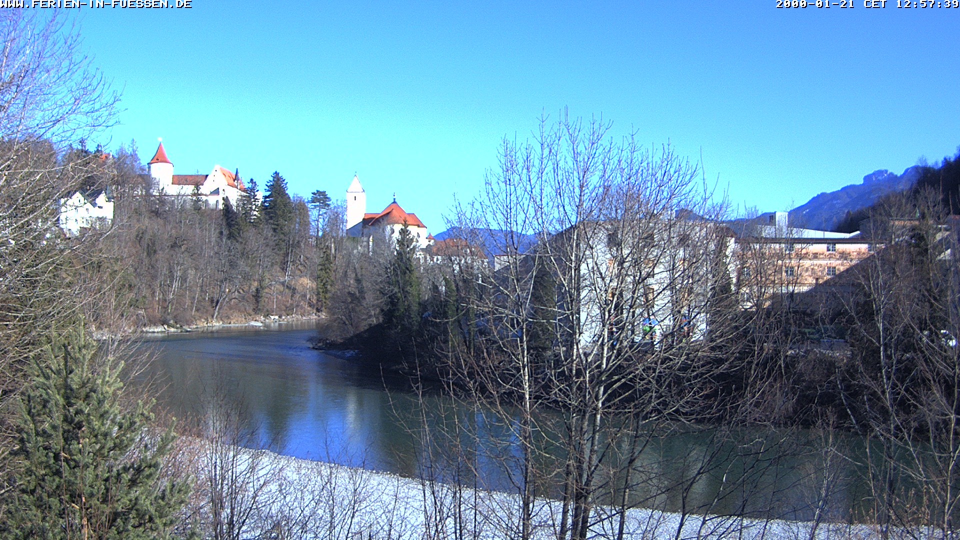 Archiv Foto Webcam Füssen: Blick auf Lech und Hohes Schloss