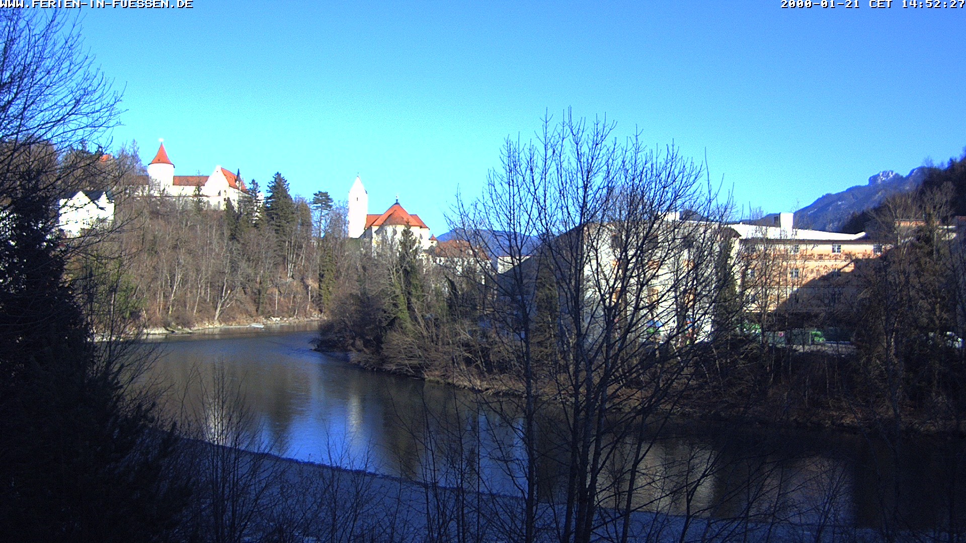 Archiv Foto Webcam Füssen: Blick auf Lech und Hohes Schloss