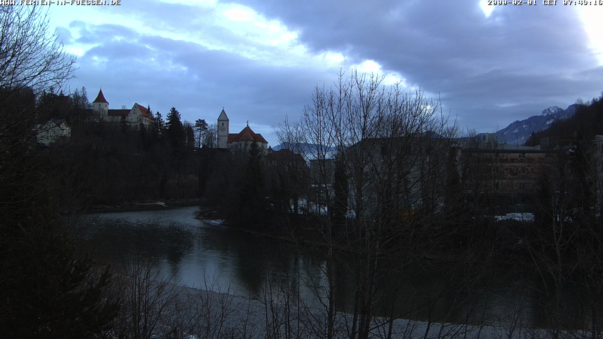 Archiv Foto Webcam Füssen: Blick auf Lech und Hohes Schloss