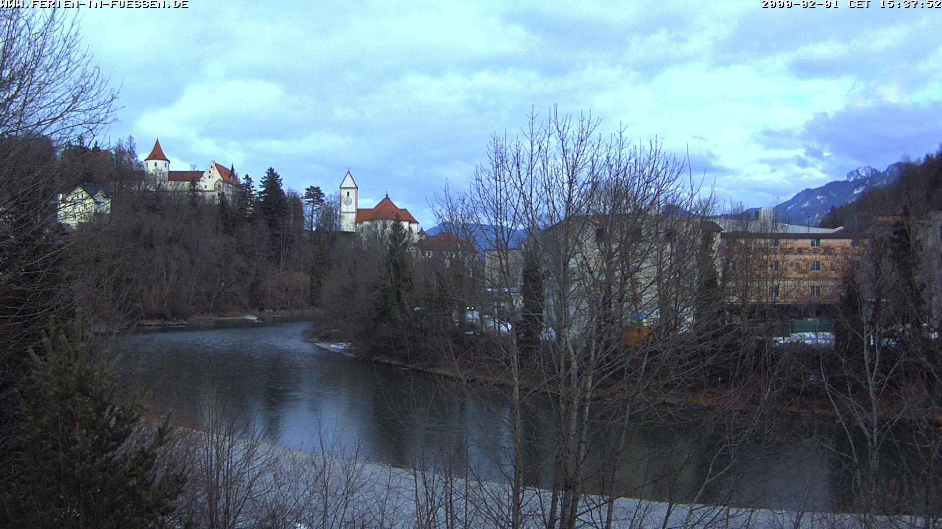 Archiv Foto Webcam Füssen: Blick auf Lech und Hohes Schloss