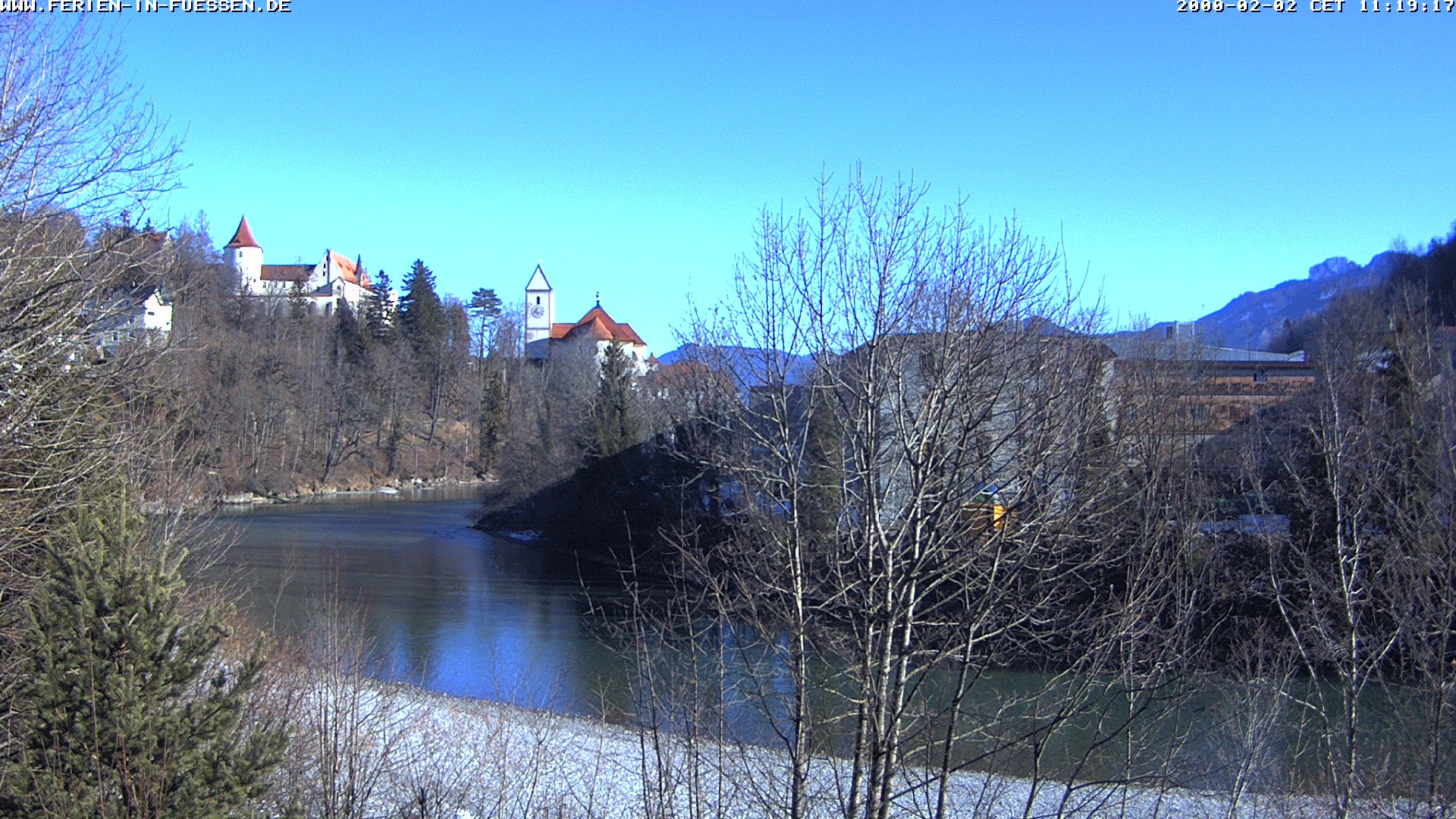 Archiv Foto Webcam Füssen: Blick auf Lech und Hohes Schloss