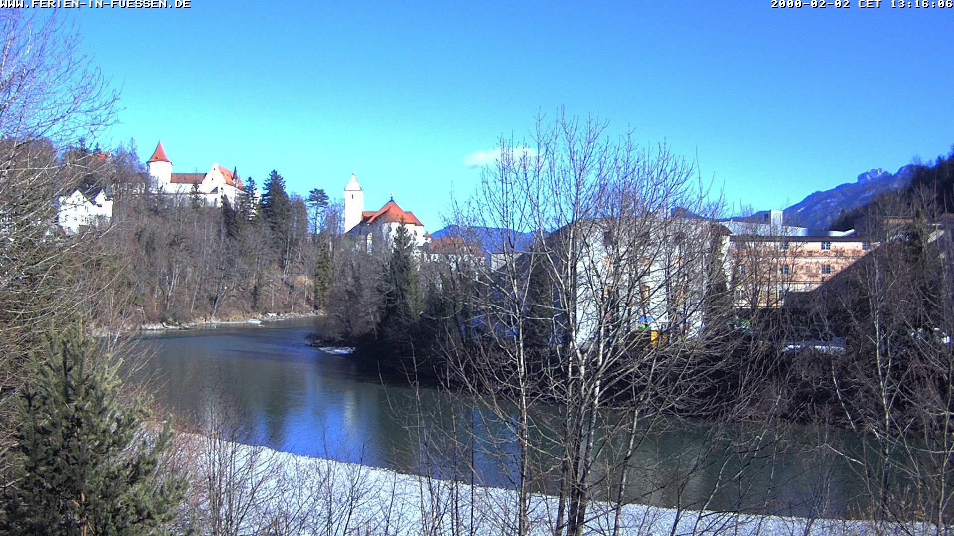 Archiv Foto Webcam Füssen: Blick auf Lech und Hohes Schloss