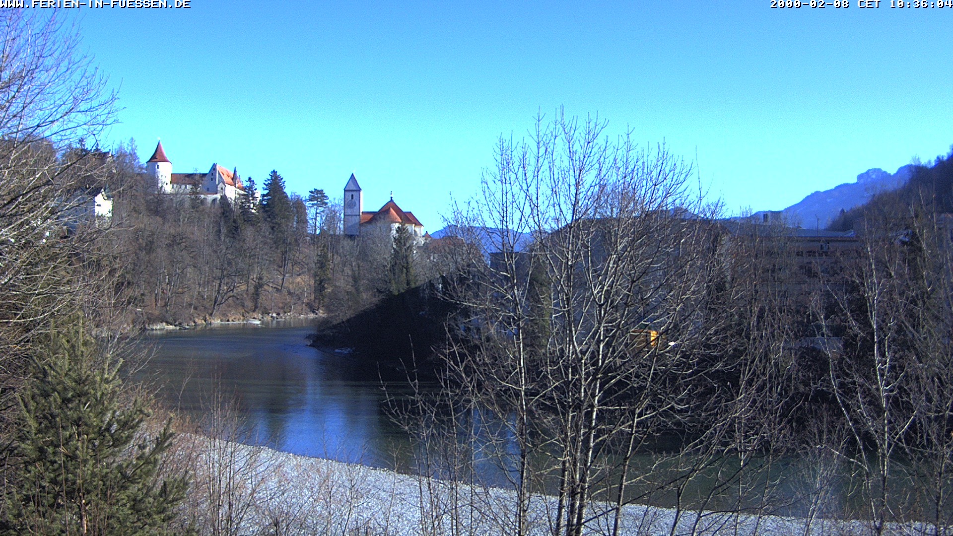 Archiv Foto Webcam Füssen: Blick auf Lech und Hohes Schloss