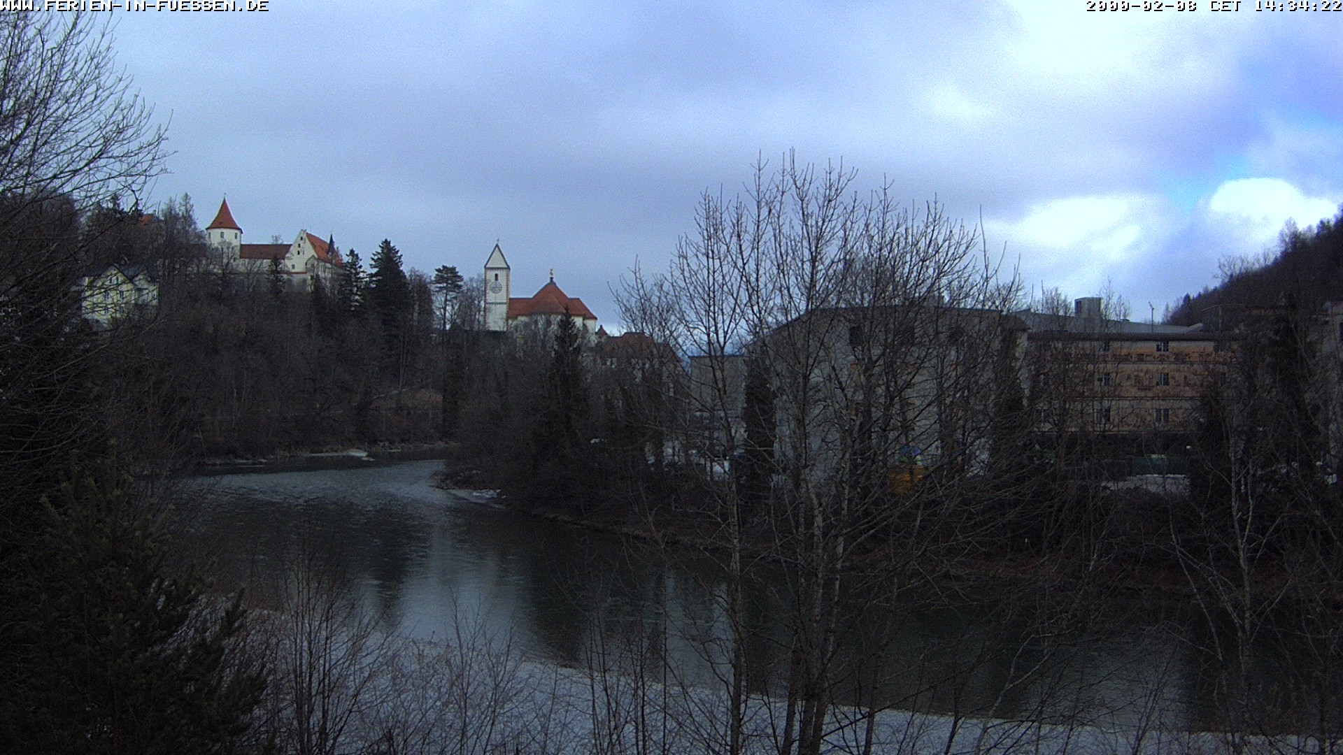 Archiv Foto Webcam Füssen: Blick auf Lech und Hohes Schloss