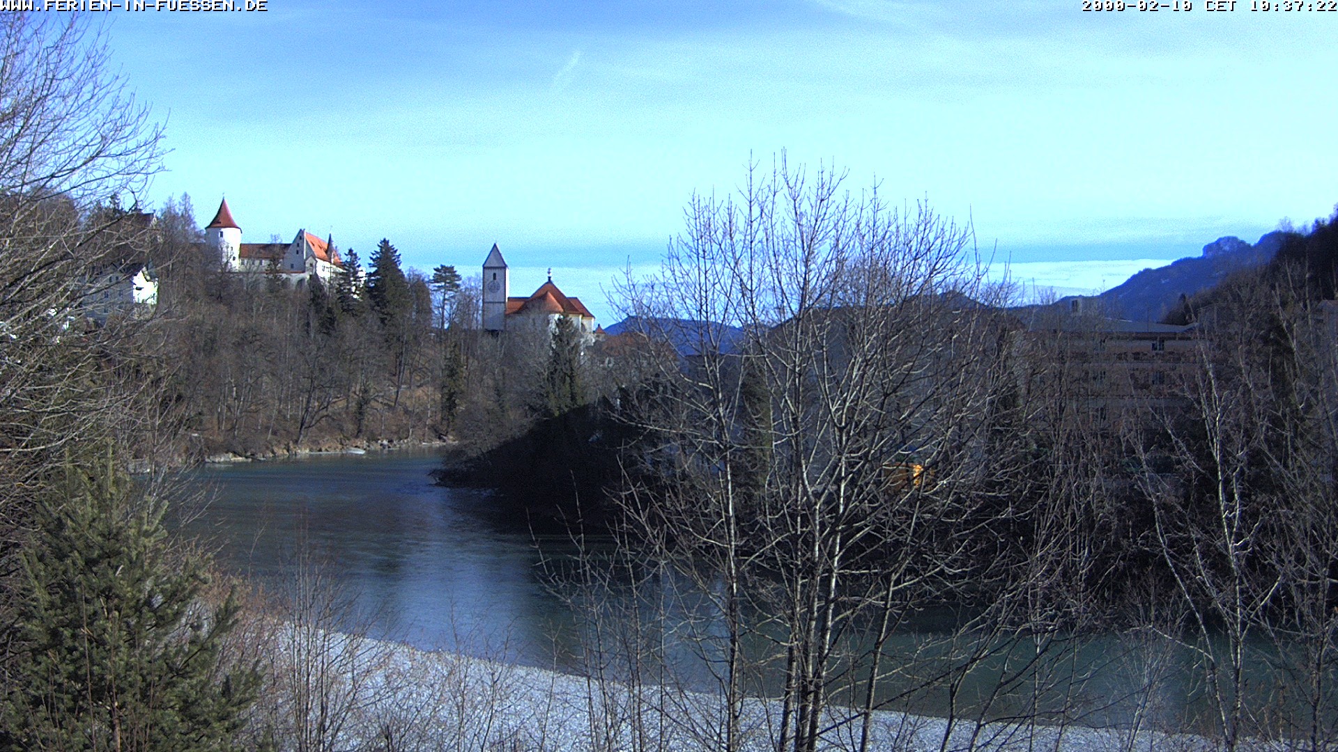 Archiv Foto Webcam Füssen: Blick auf Lech und Hohes Schloss
