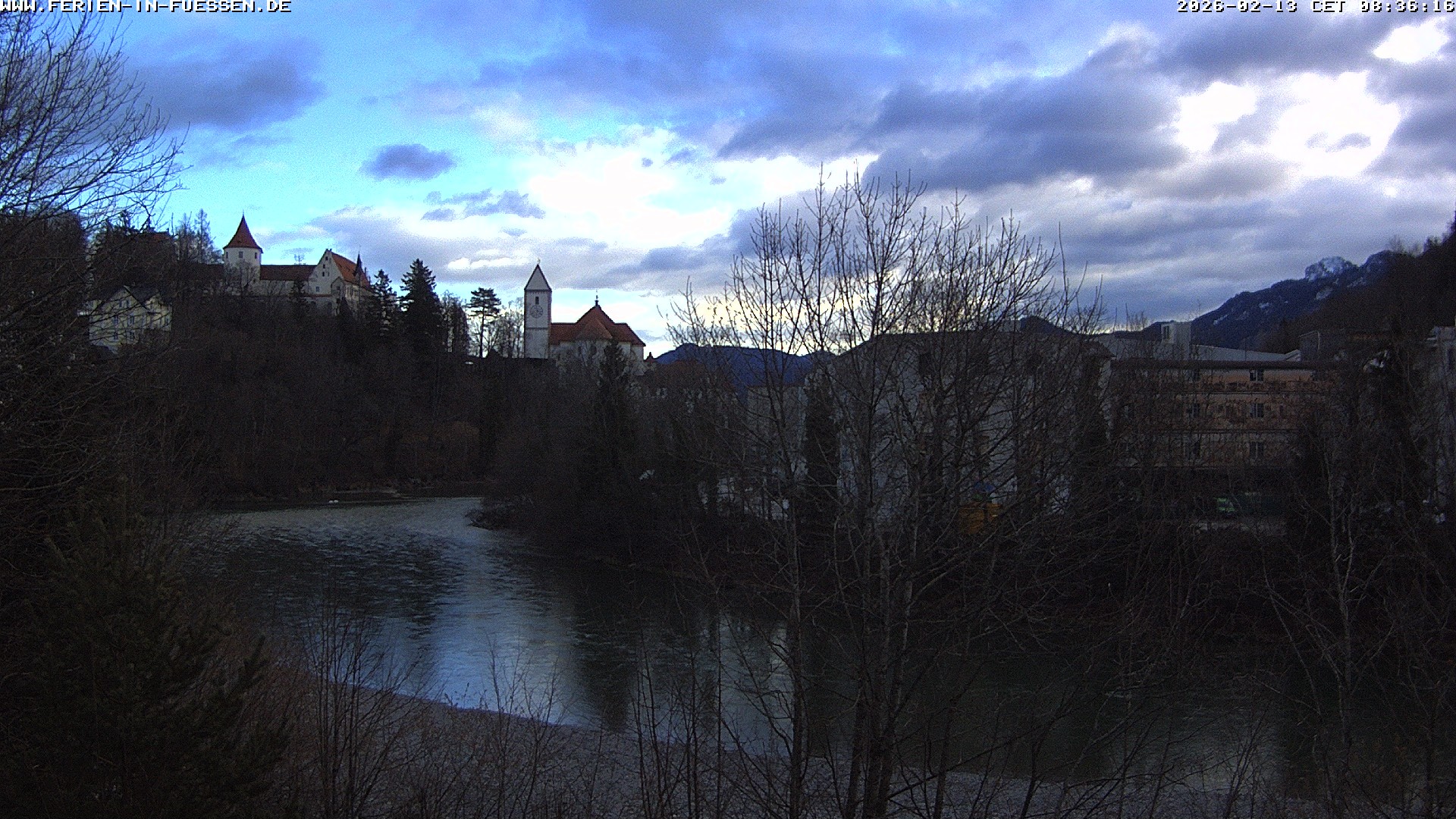 Archiv Foto Webcam Füssen: Blick auf Lech und Hohes Schloss
