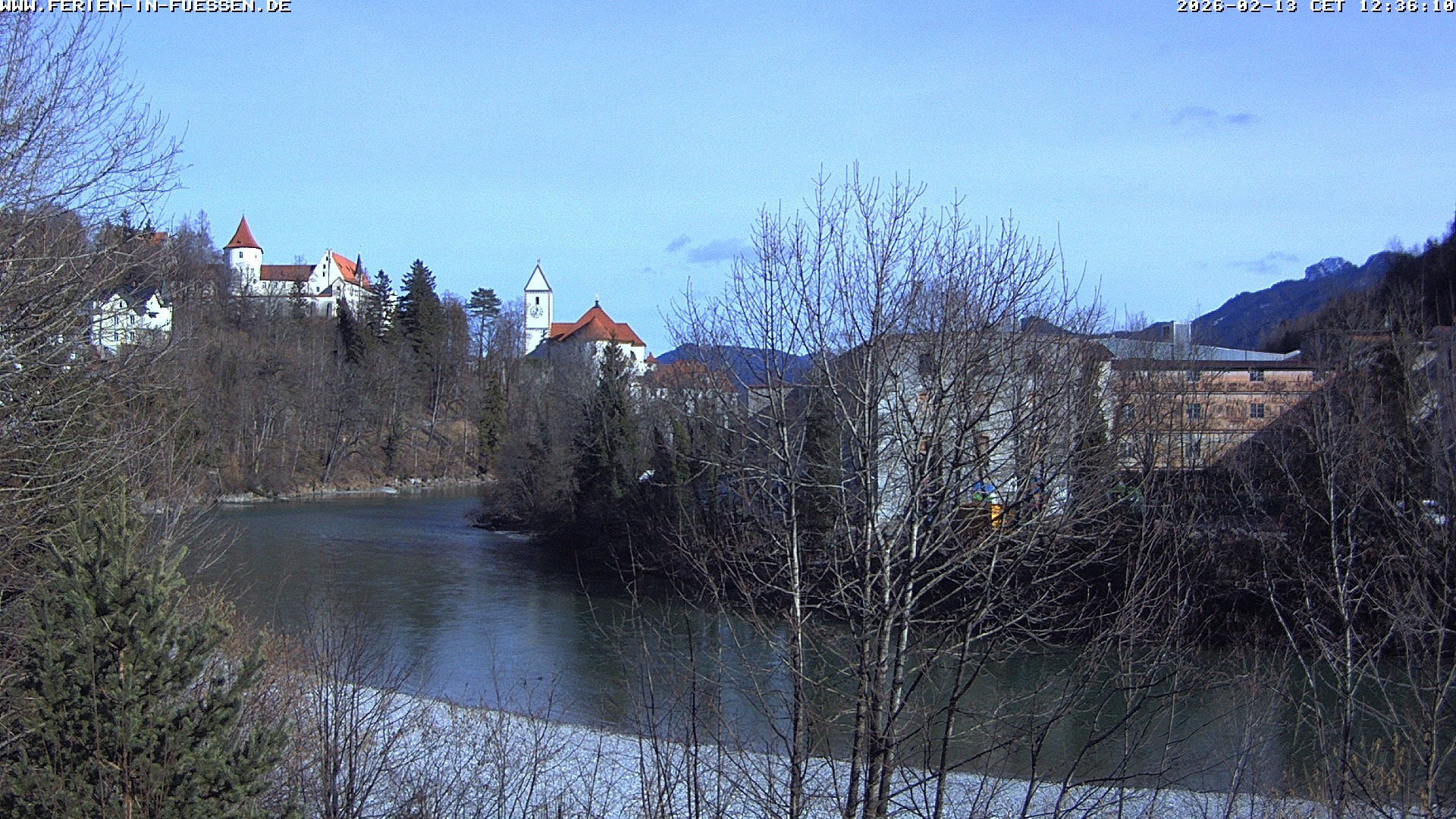 Archiv Foto Webcam Füssen: Blick auf Lech und Hohes Schloss