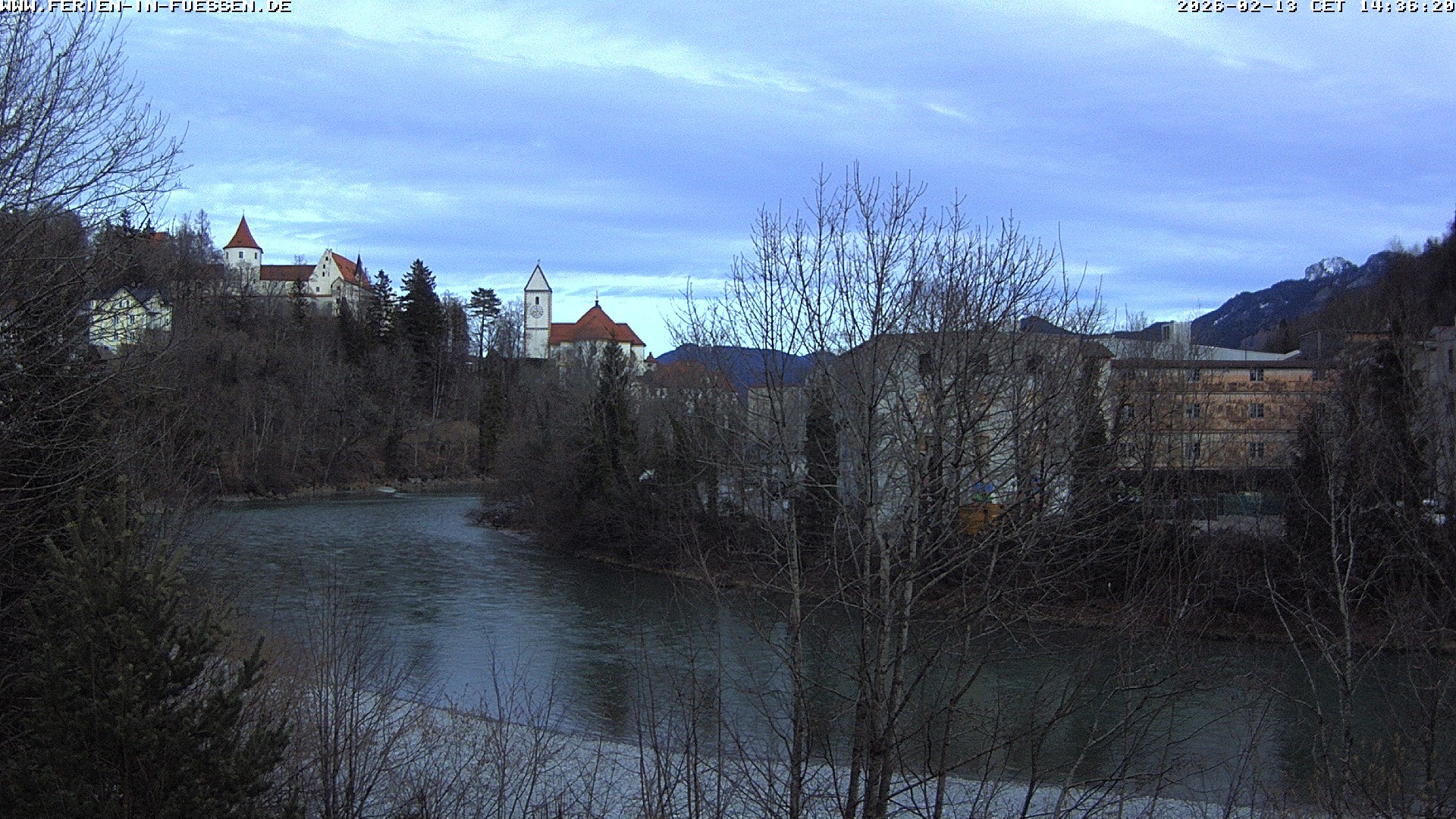 Archiv Foto Webcam Füssen: Blick auf Lech und Hohes Schloss