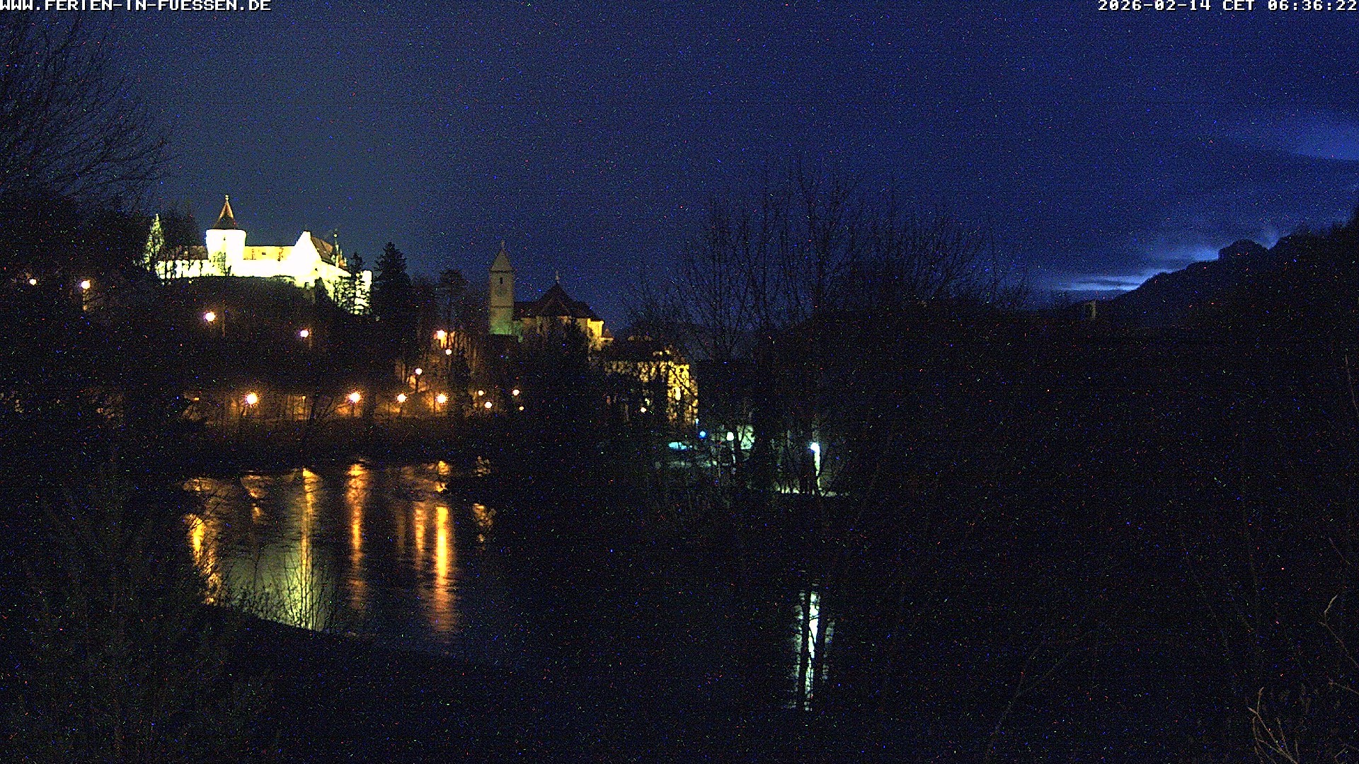 Archiv Foto Webcam Füssen: Blick auf Lech und Hohes Schloss
