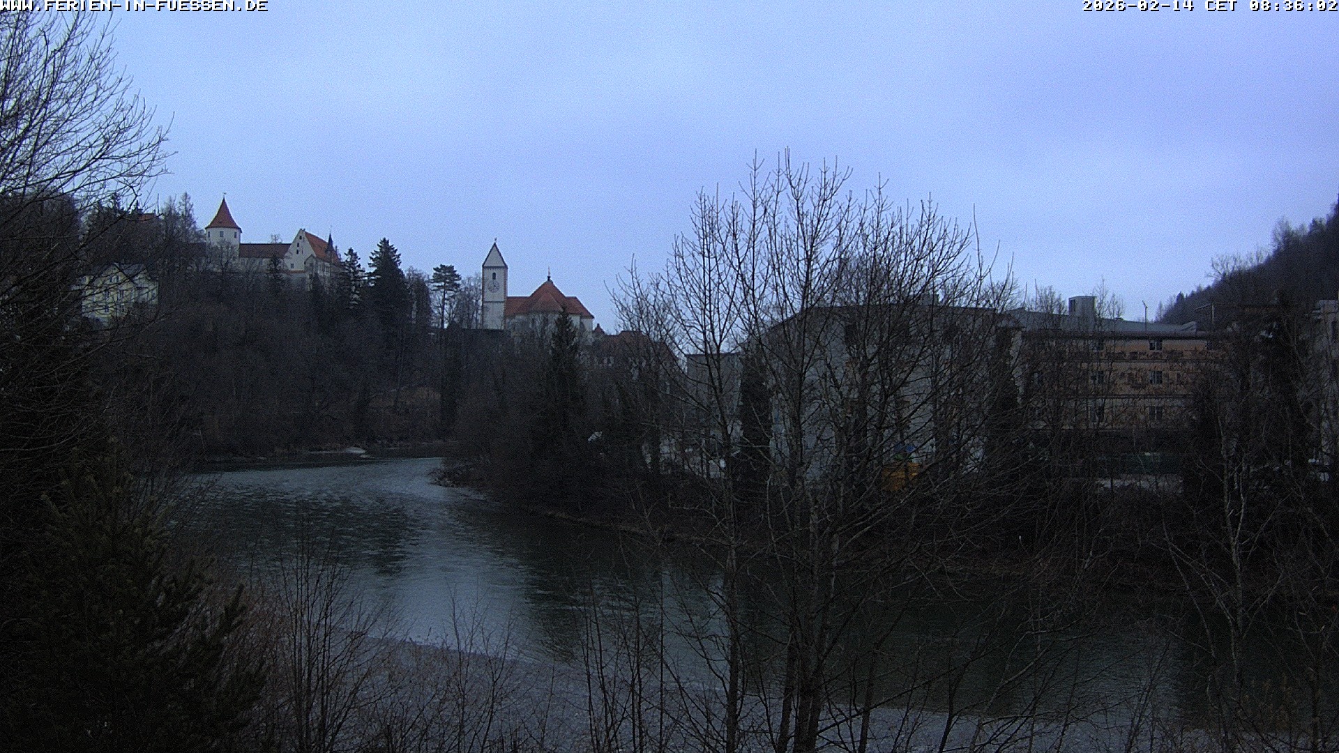 Archiv Foto Webcam Füssen: Blick auf Lech und Hohes Schloss