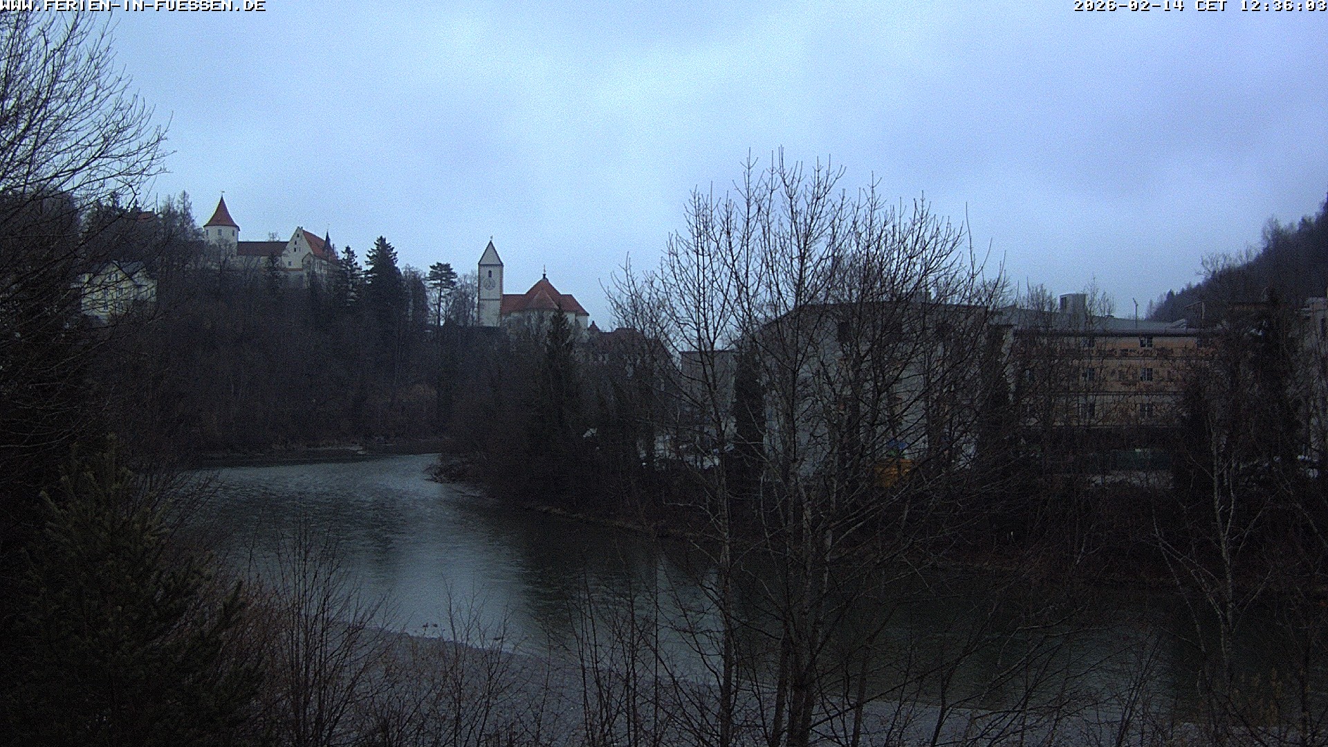 Archiv Foto Webcam Füssen: Blick auf Lech und Hohes Schloss