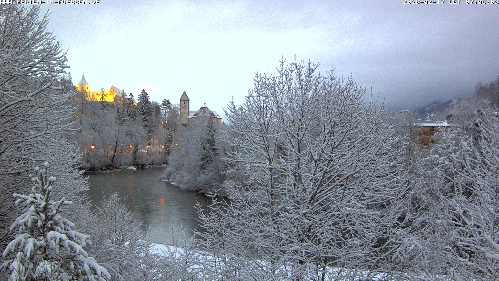 Archiv Foto Webcam Füssen: Blick auf Lech und Hohes Schloss