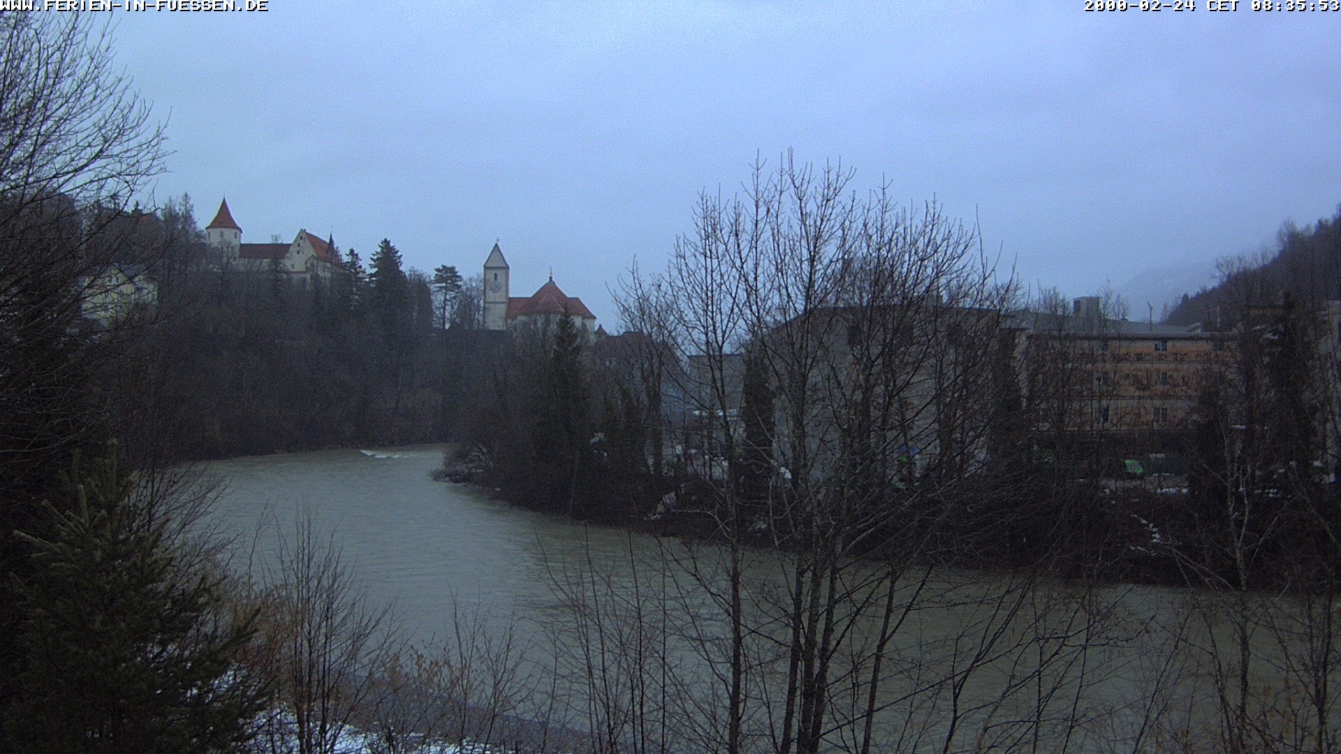 Archiv Foto Webcam Füssen: Blick auf Lech und Hohes Schloss