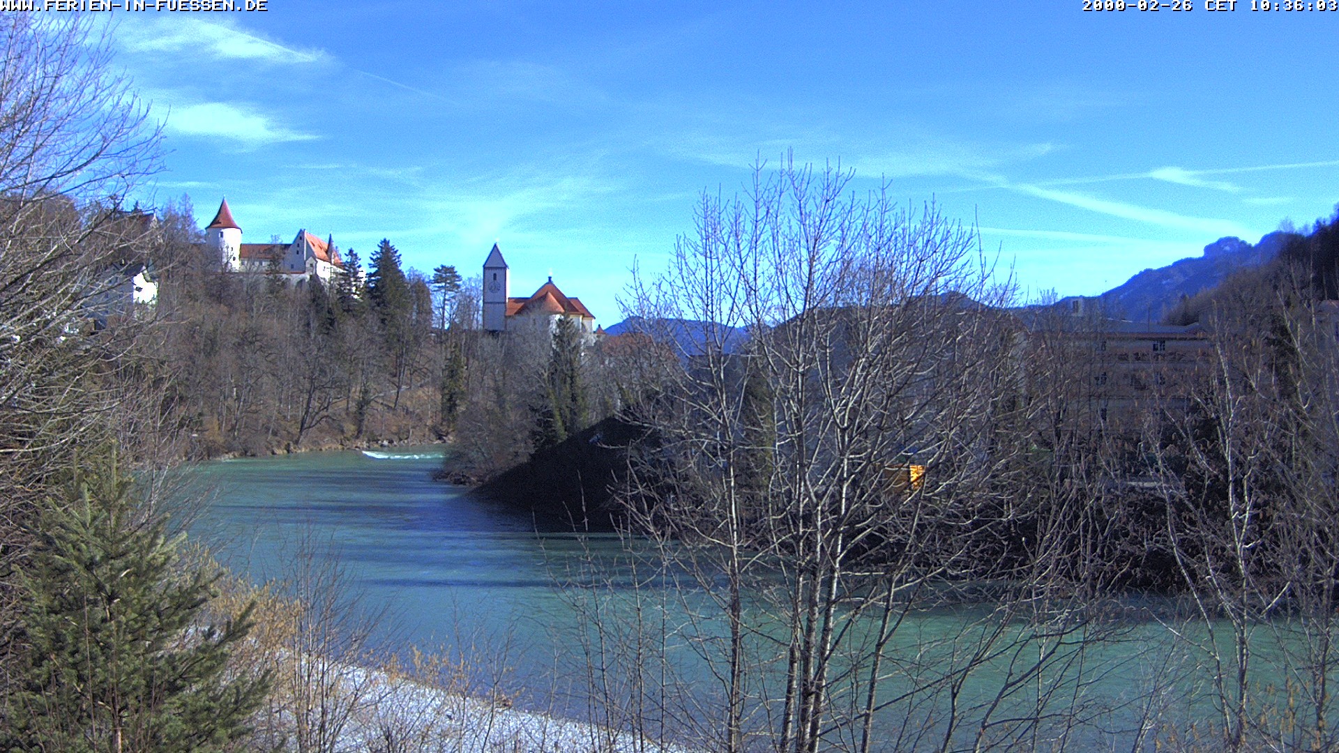 Archiv Foto Webcam Füssen: Blick auf Lech und Hohes Schloss