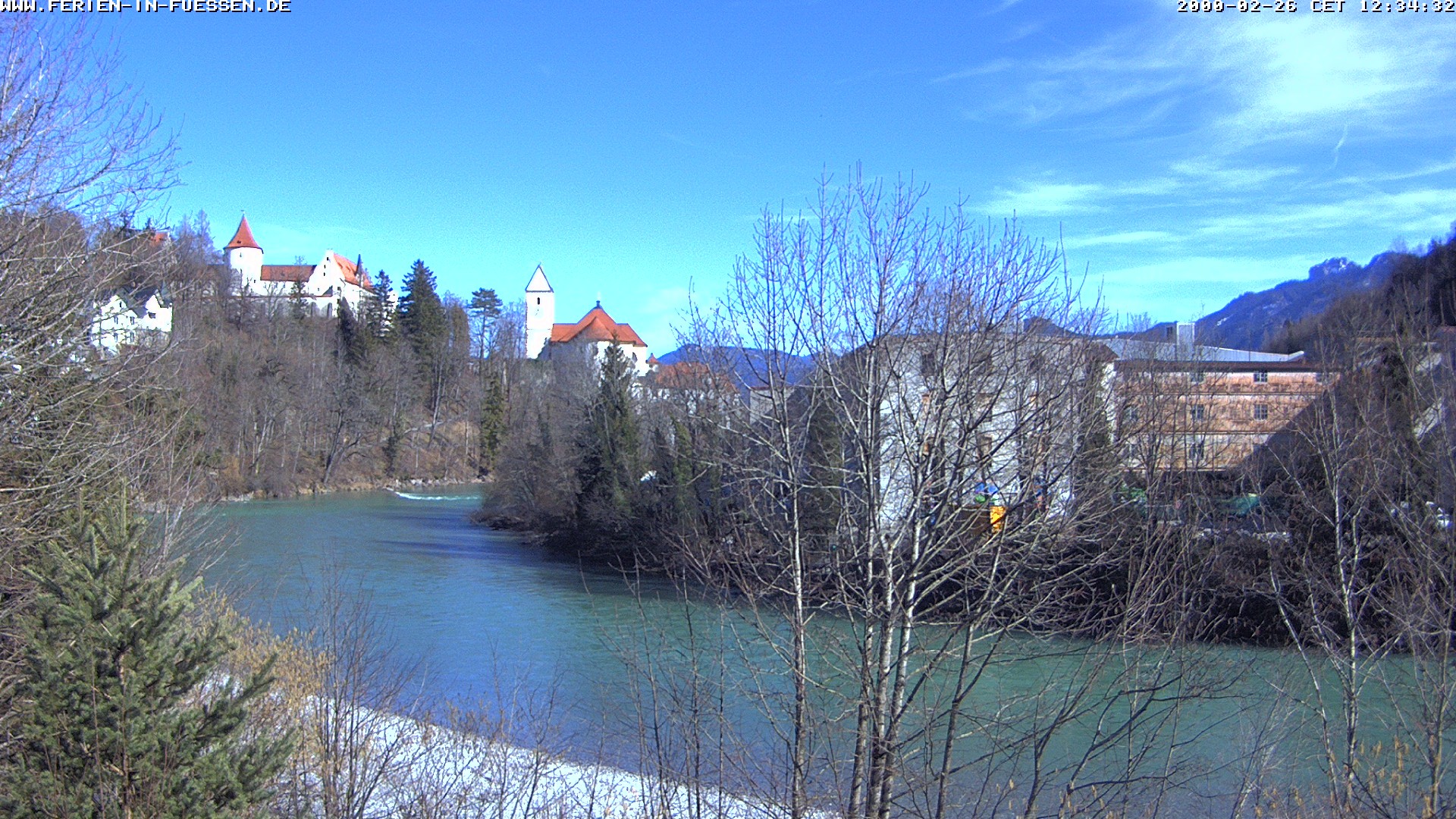 Archiv Foto Webcam Füssen: Blick auf Lech und Hohes Schloss