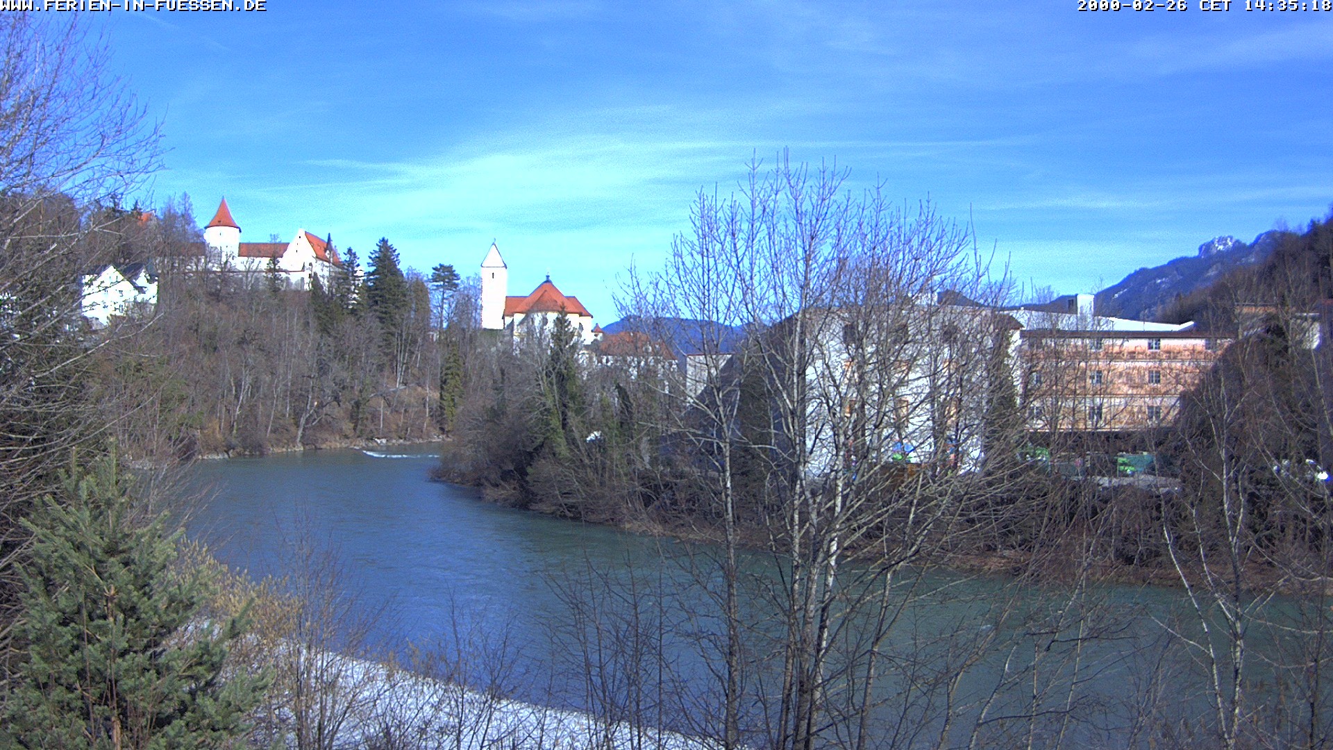 Archiv Foto Webcam Füssen: Blick auf Lech und Hohes Schloss