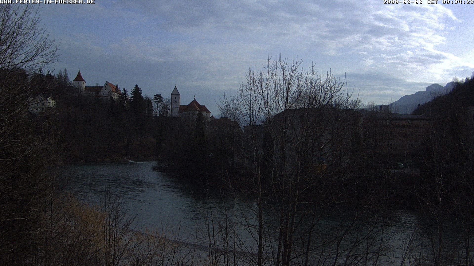 Archiv Foto Webcam Füssen: Blick auf Lech und Hohes Schloss