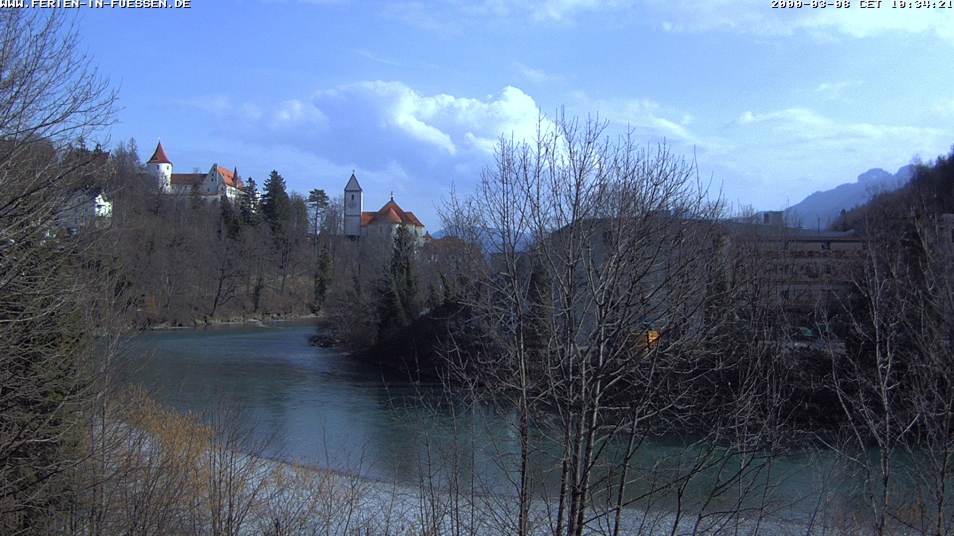 Archiv Foto Webcam Füssen: Blick auf Lech und Hohes Schloss