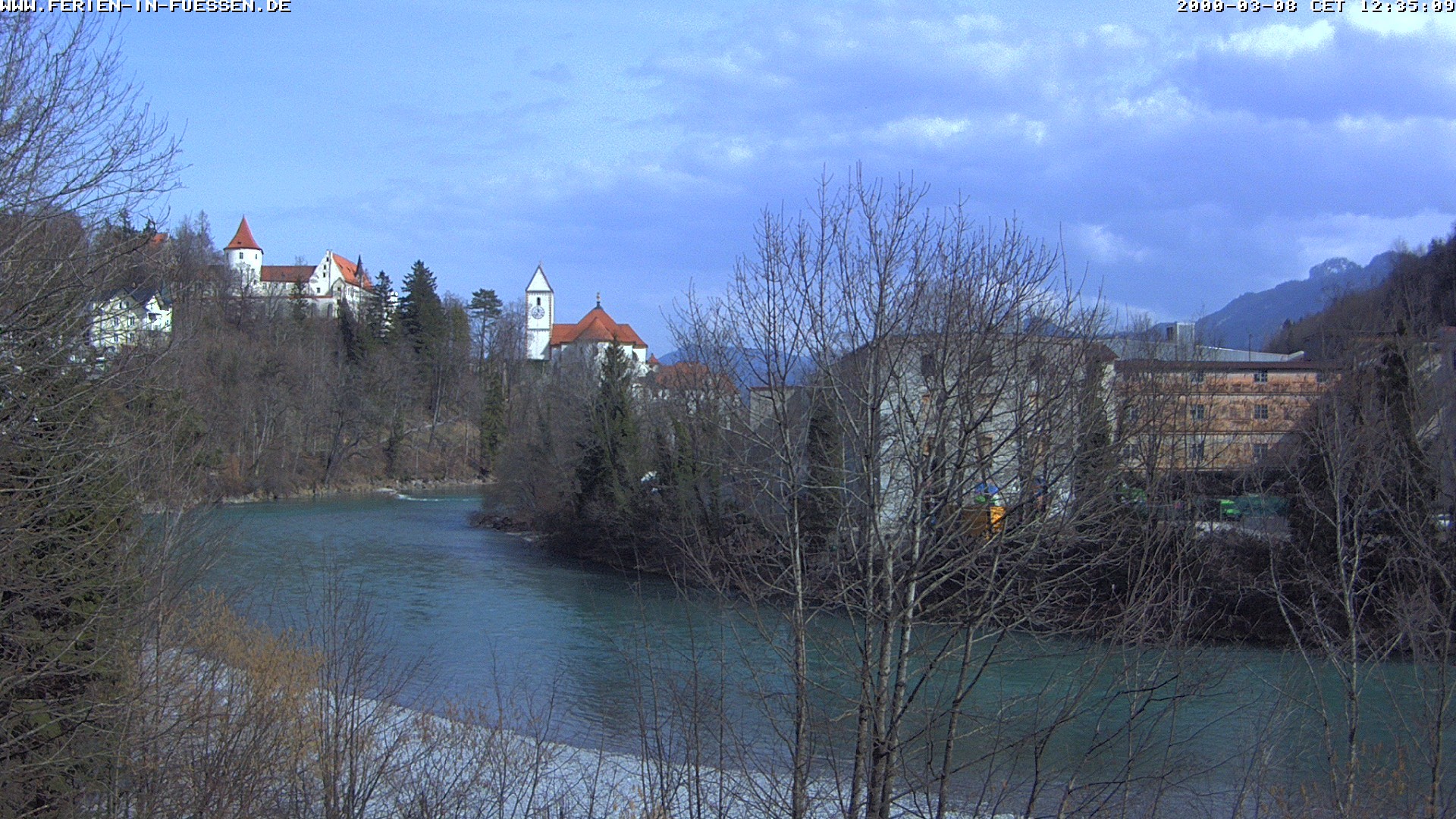 Archiv Foto Webcam Füssen: Blick auf Lech und Hohes Schloss