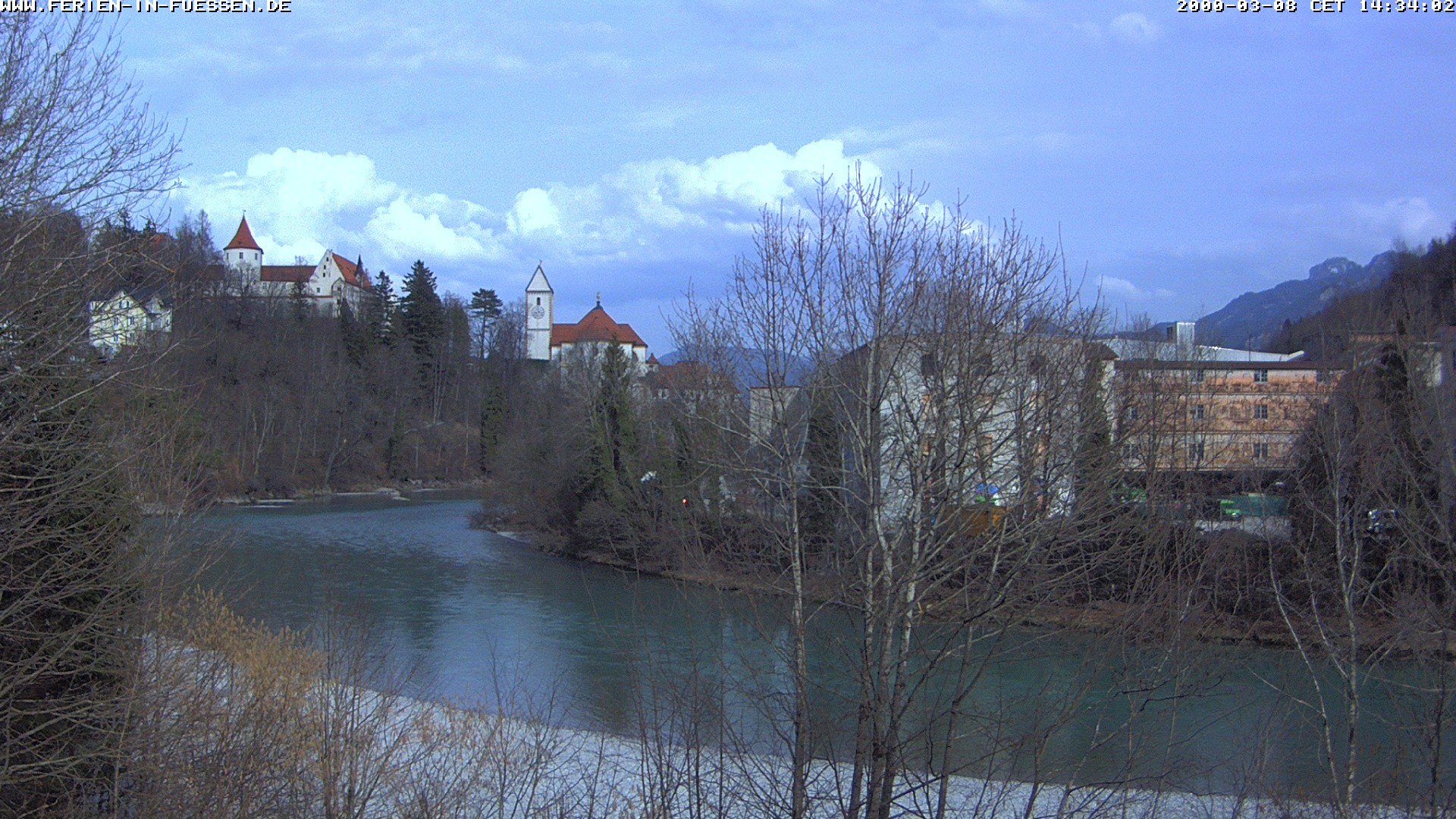 Archiv Foto Webcam Füssen: Blick auf Lech und Hohes Schloss