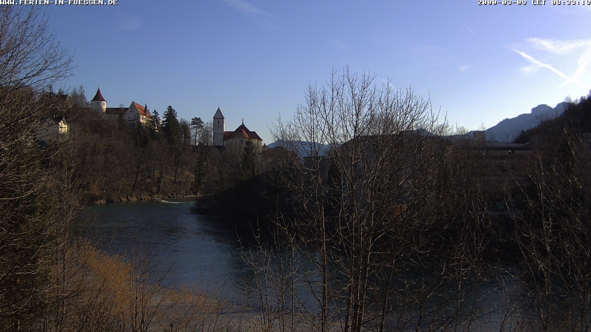 Archiv Foto Webcam Füssen: Blick auf Lech und Hohes Schloss