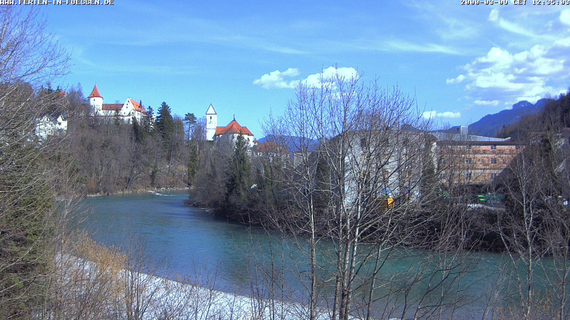 Archiv Foto Webcam Füssen: Blick auf Lech und Hohes Schloss