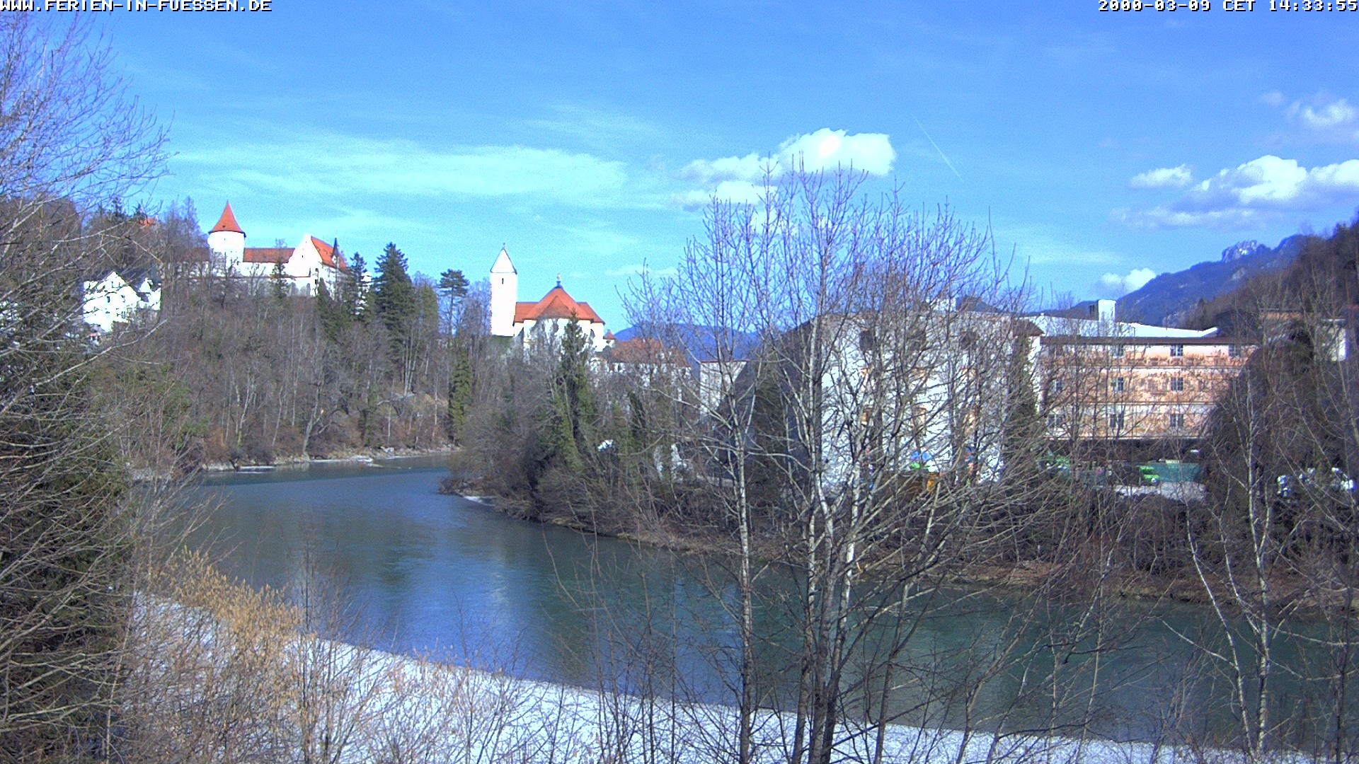 Archiv Foto Webcam Füssen: Blick auf Lech und Hohes Schloss