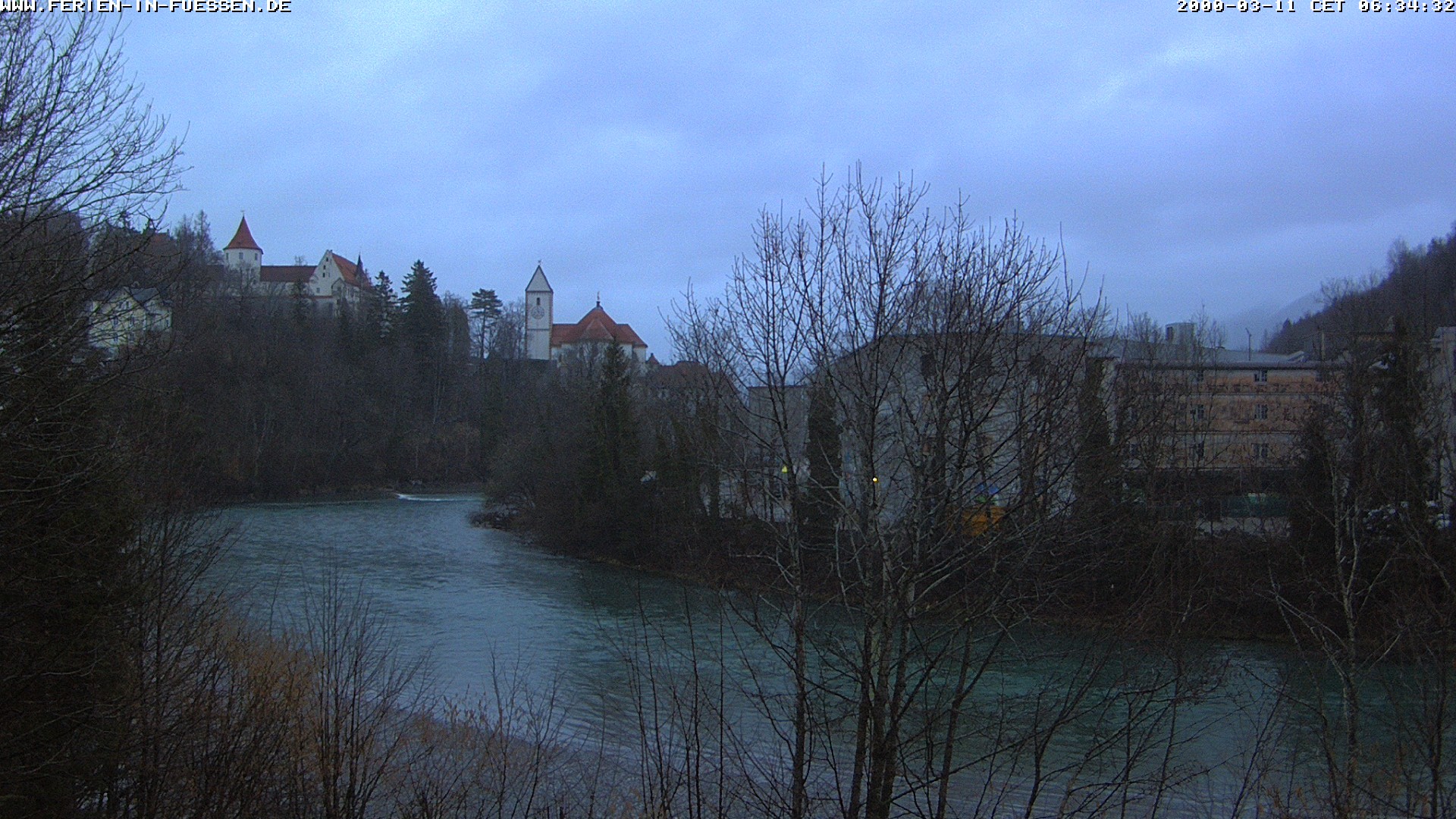 Archiv Foto Webcam Füssen: Blick auf Lech und Hohes Schloss