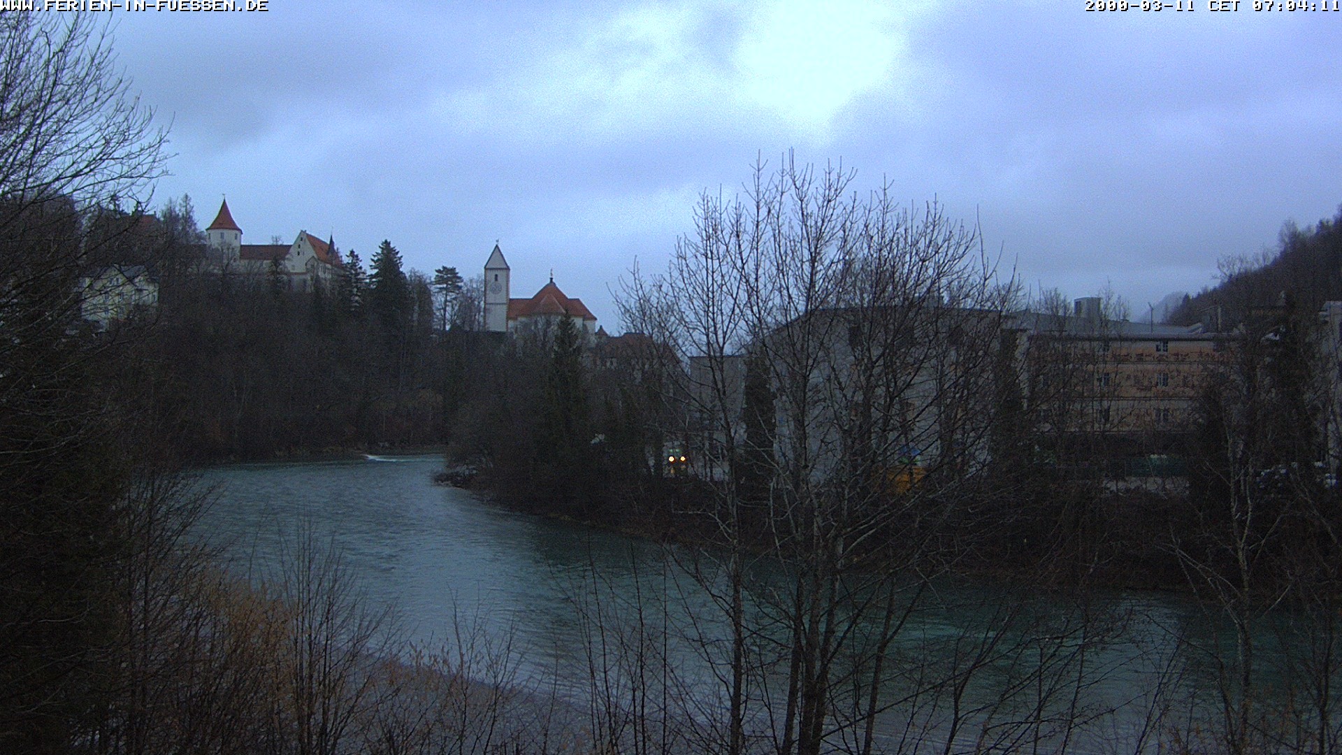 Archiv Foto Webcam Füssen: Blick auf Lech und Hohes Schloss