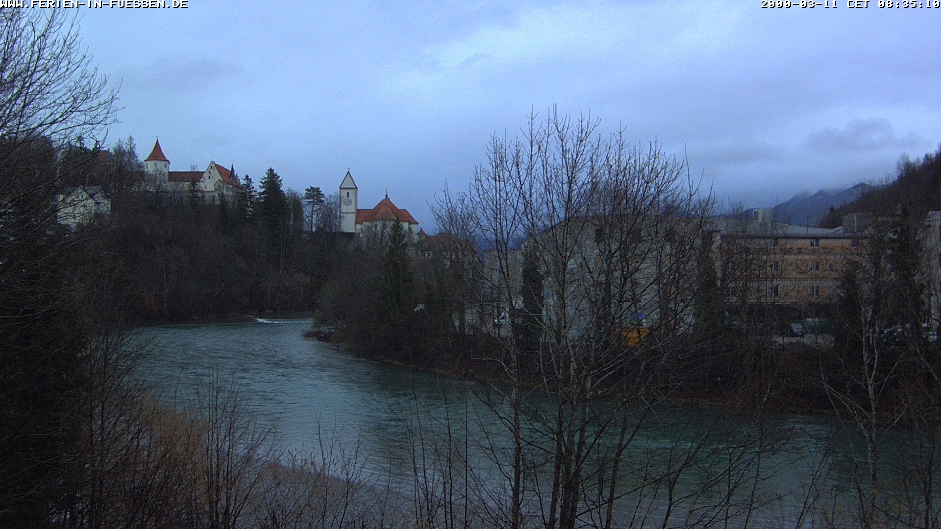 Archiv Foto Webcam Füssen: Blick auf Lech und Hohes Schloss