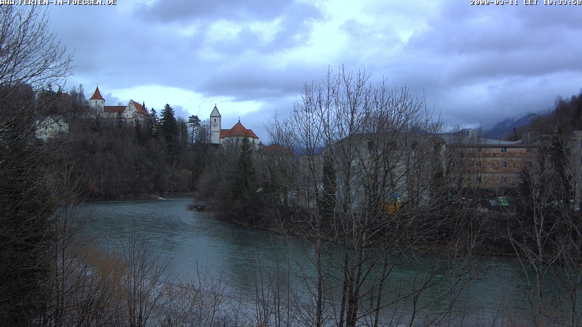 Archiv Foto Webcam Füssen: Blick auf Lech und Hohes Schloss