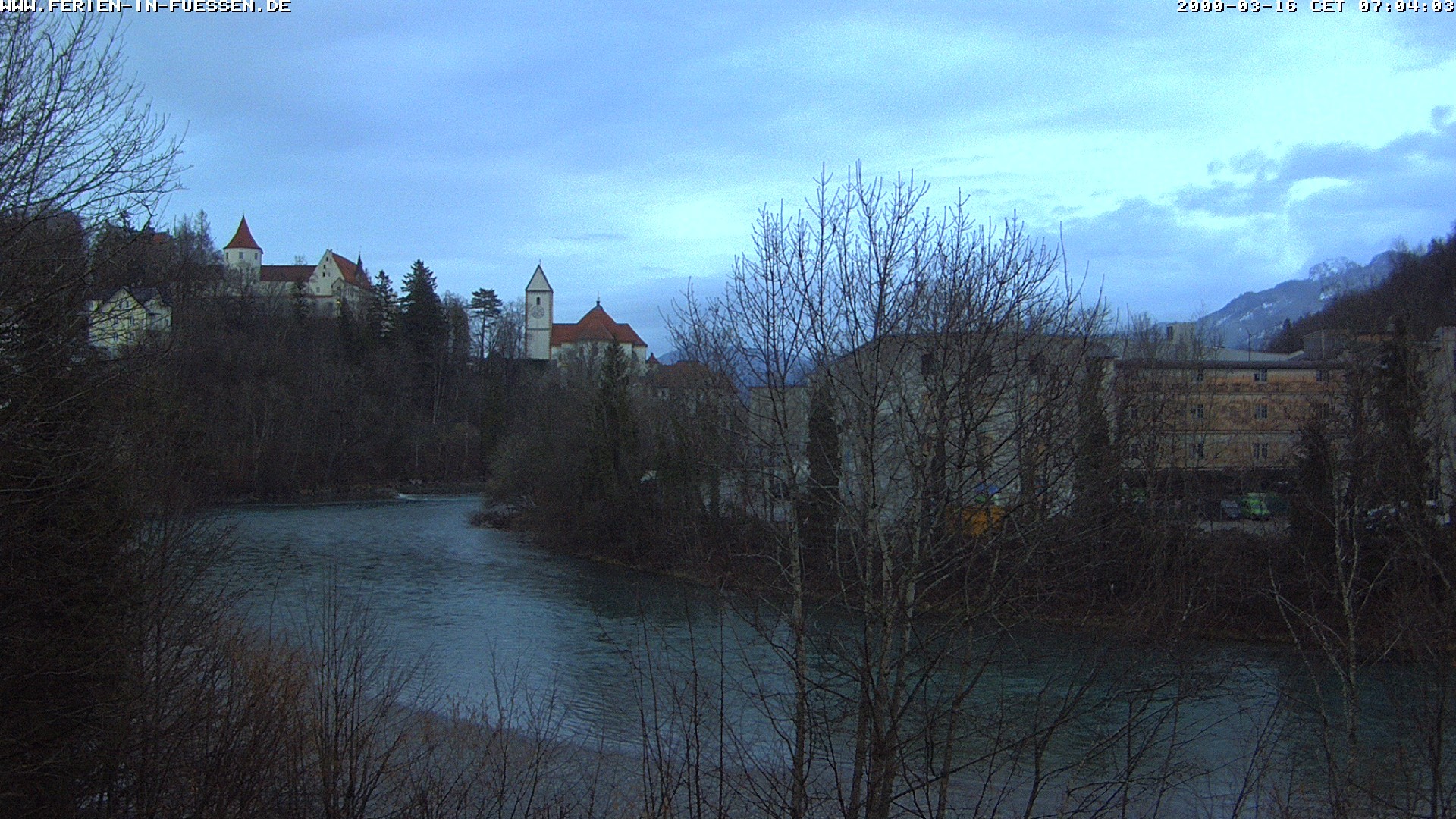 Archiv Foto Webcam Füssen: Blick auf Lech und Hohes Schloss