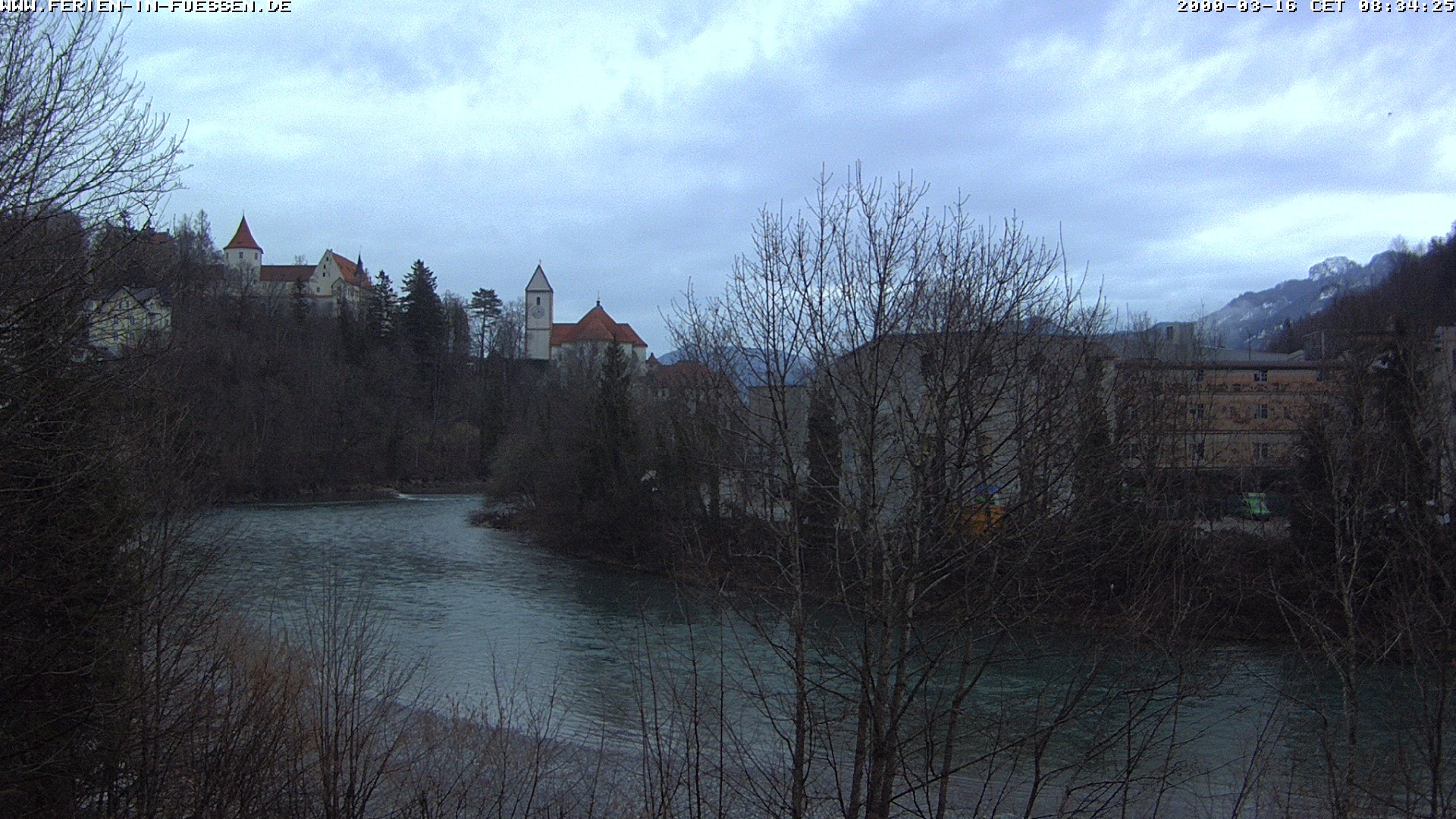 Archiv Foto Webcam Füssen: Blick auf Lech und Hohes Schloss