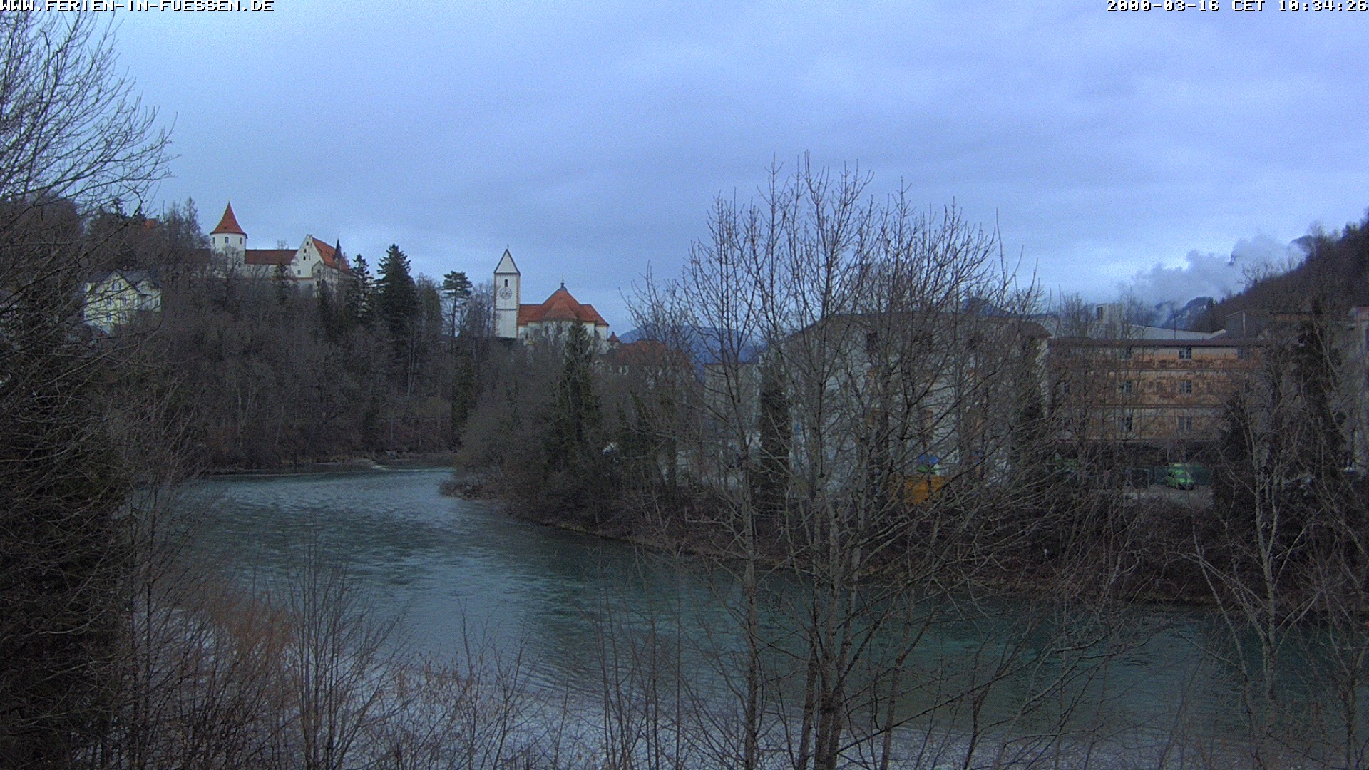 Archiv Foto Webcam Füssen: Blick auf Lech und Hohes Schloss