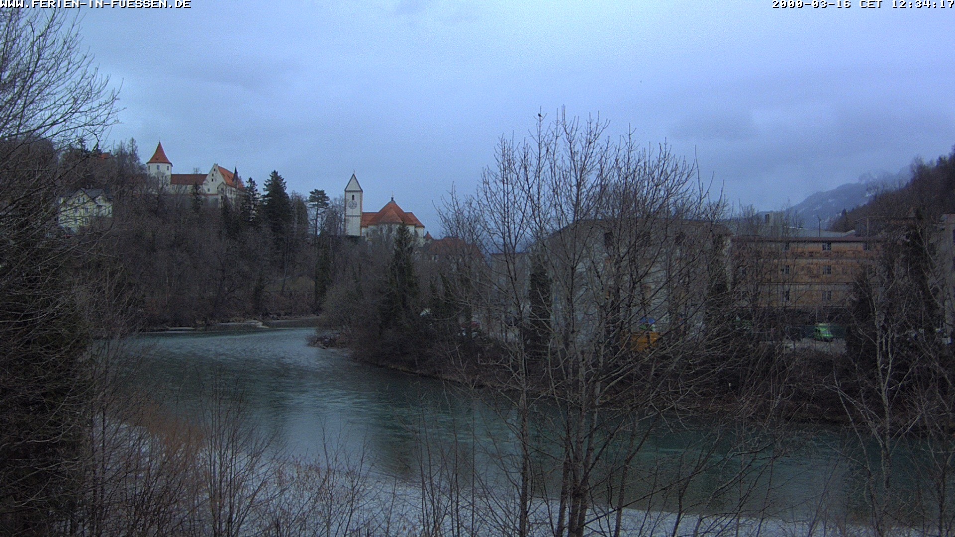 Archiv Foto Webcam Füssen: Blick auf Lech und Hohes Schloss