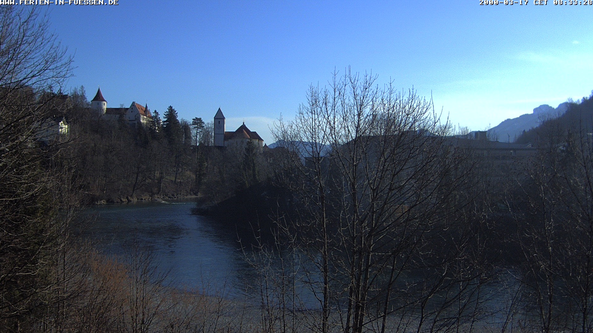Archiv Foto Webcam Füssen: Blick auf Lech und Hohes Schloss