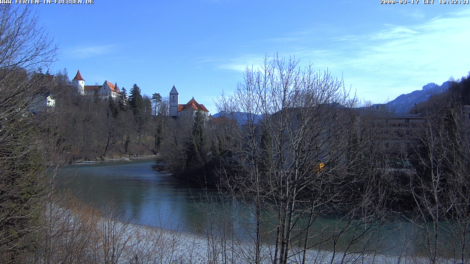 Archiv Foto Webcam Füssen: Blick auf Lech und Hohes Schloss