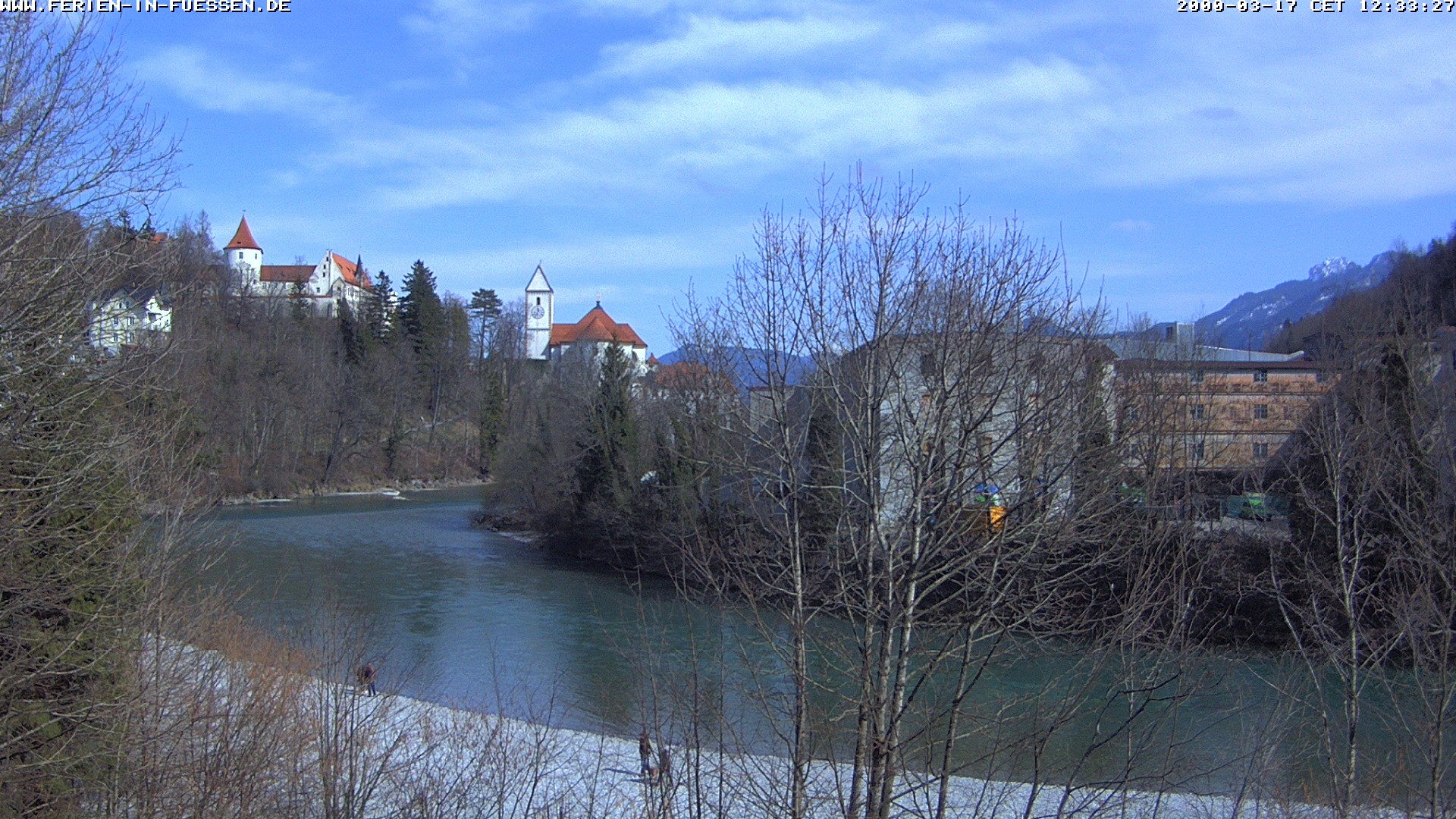 Archiv Foto Webcam Füssen: Blick auf Lech und Hohes Schloss