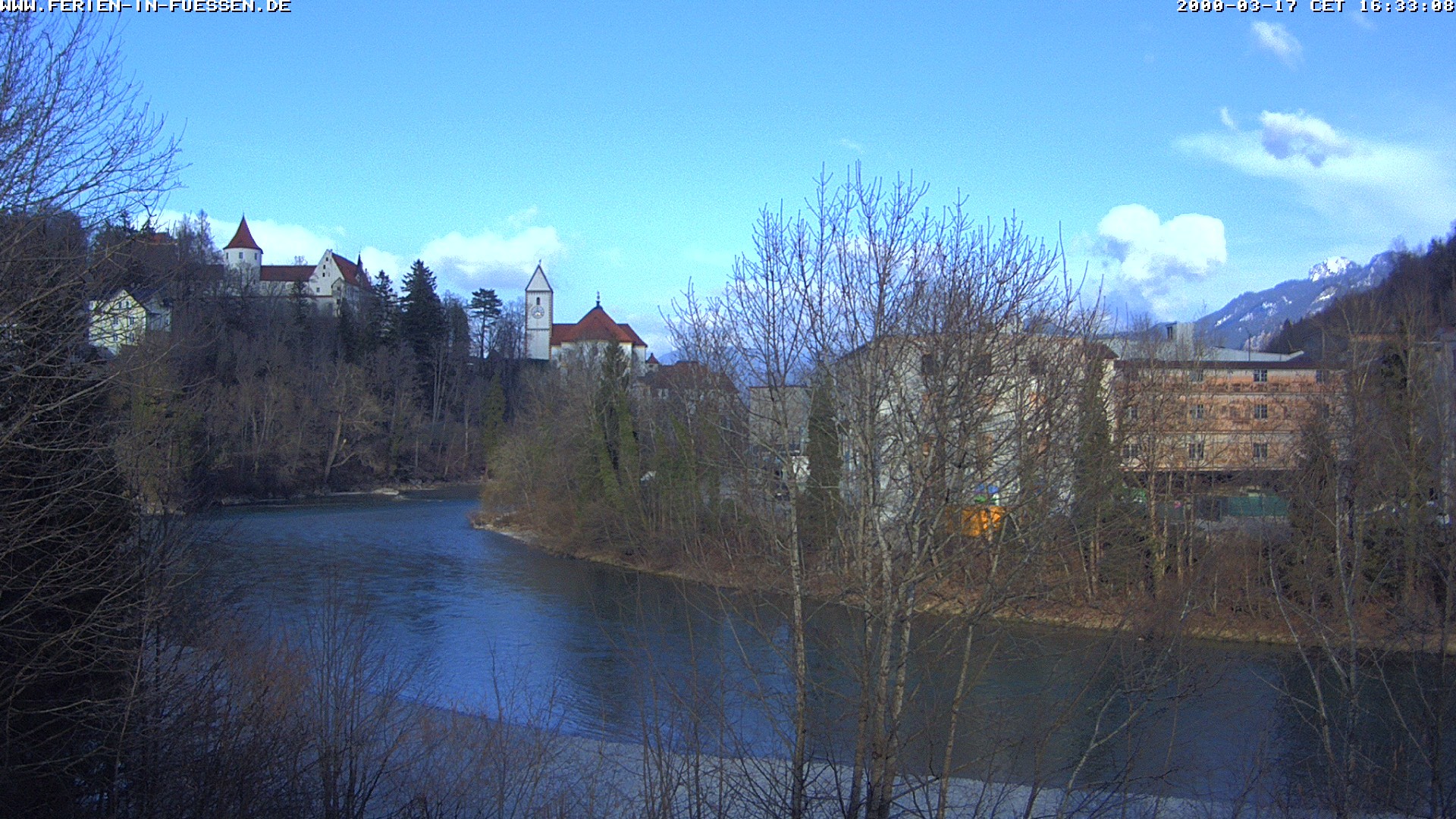 Archiv Foto Webcam Füssen: Blick auf Lech und Hohes Schloss