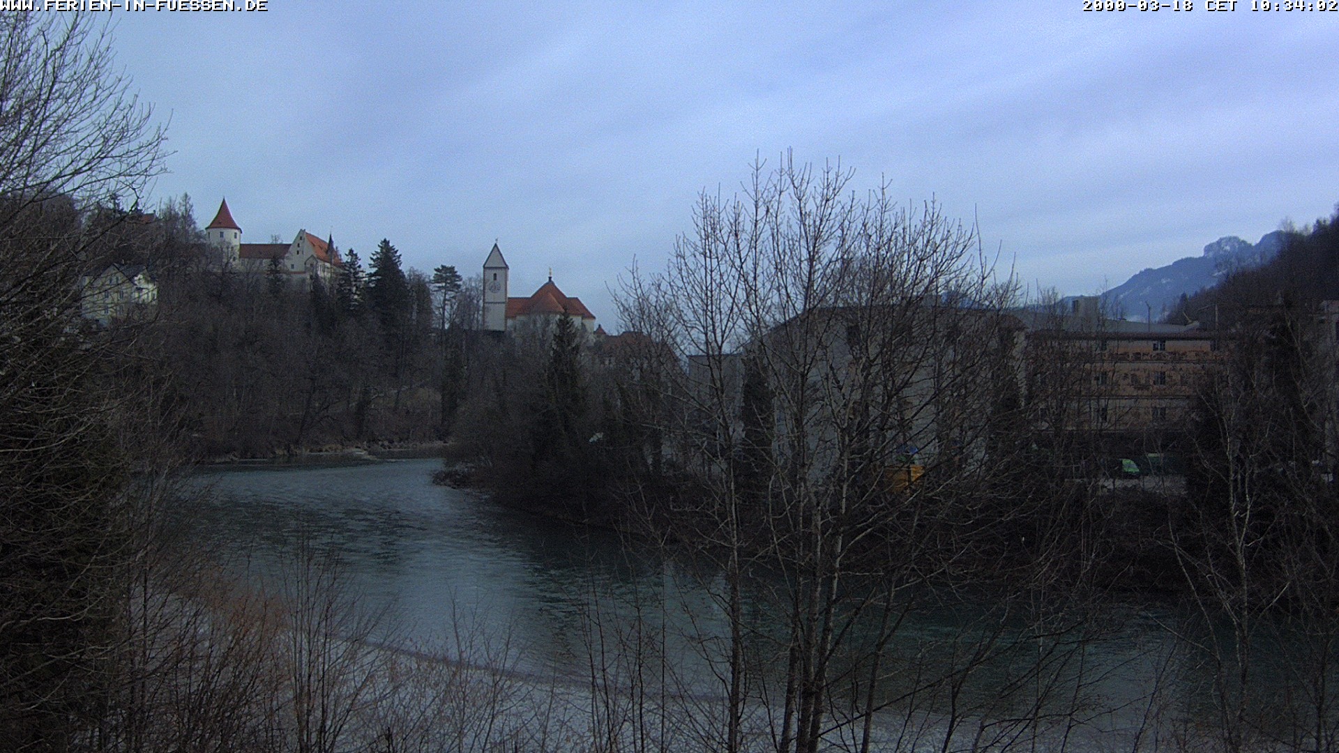 Archiv Foto Webcam Füssen: Blick auf Lech und Hohes Schloss