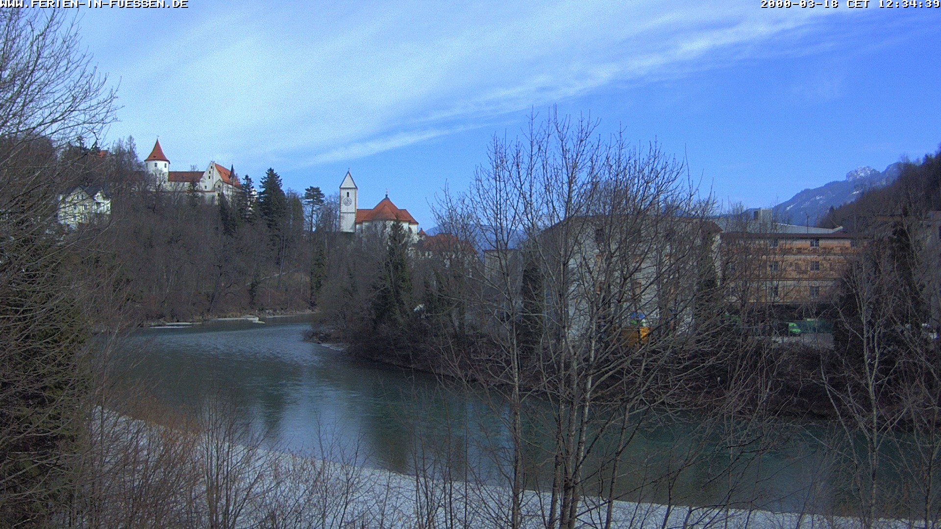 Archiv Foto Webcam Füssen: Blick auf Lech und Hohes Schloss