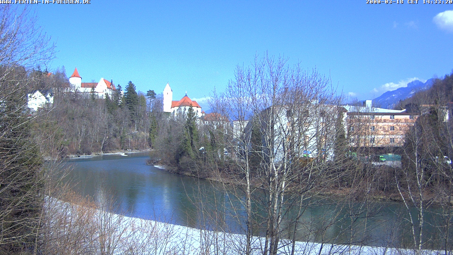 Archiv Foto Webcam Füssen: Blick auf Lech und Hohes Schloss