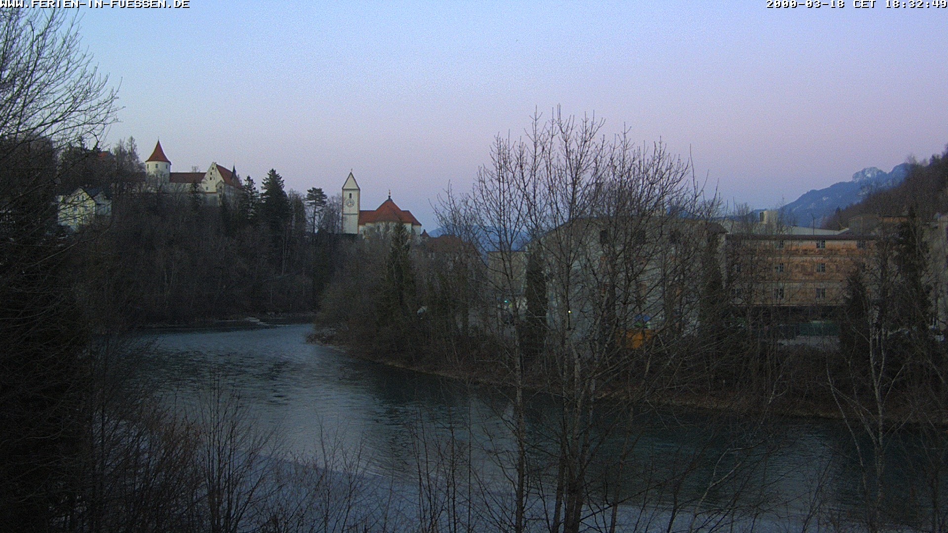 Archiv Foto Webcam Füssen: Blick auf Lech und Hohes Schloss
