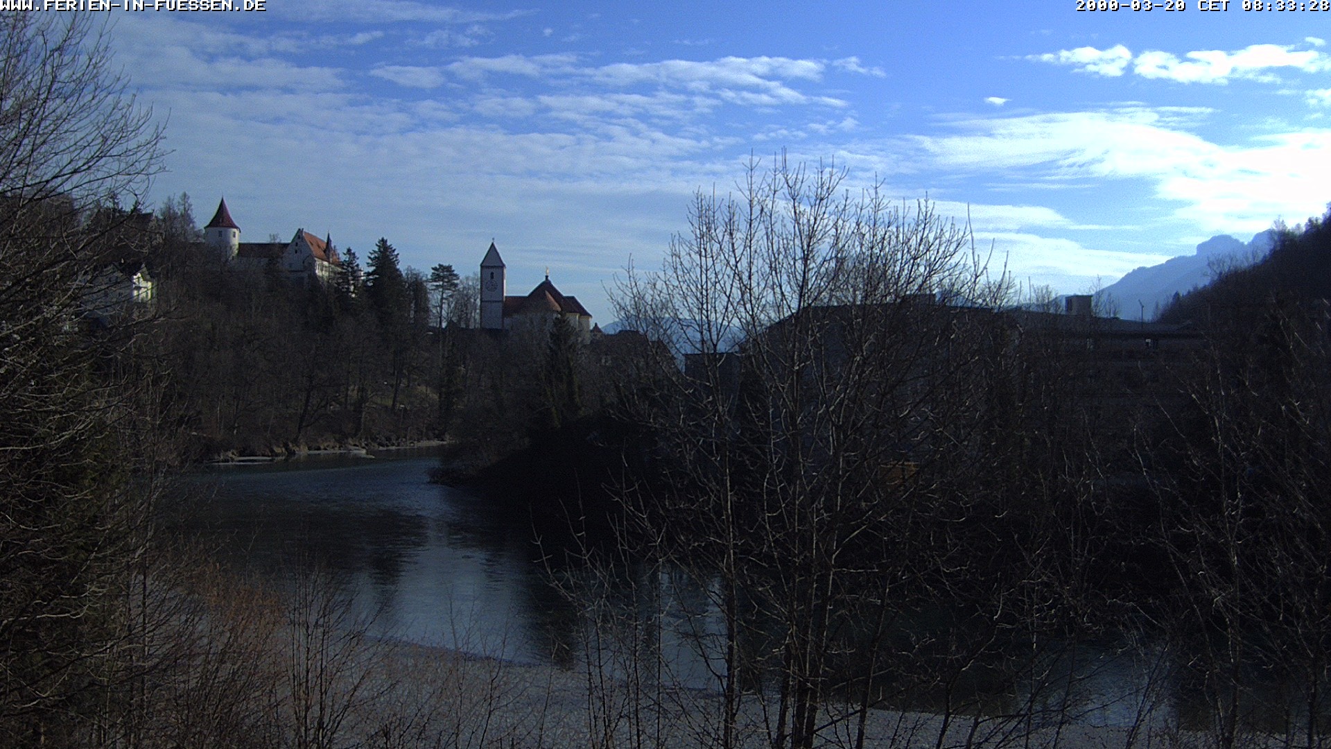 Archiv Foto Webcam Füssen: Blick auf Lech und Hohes Schloss