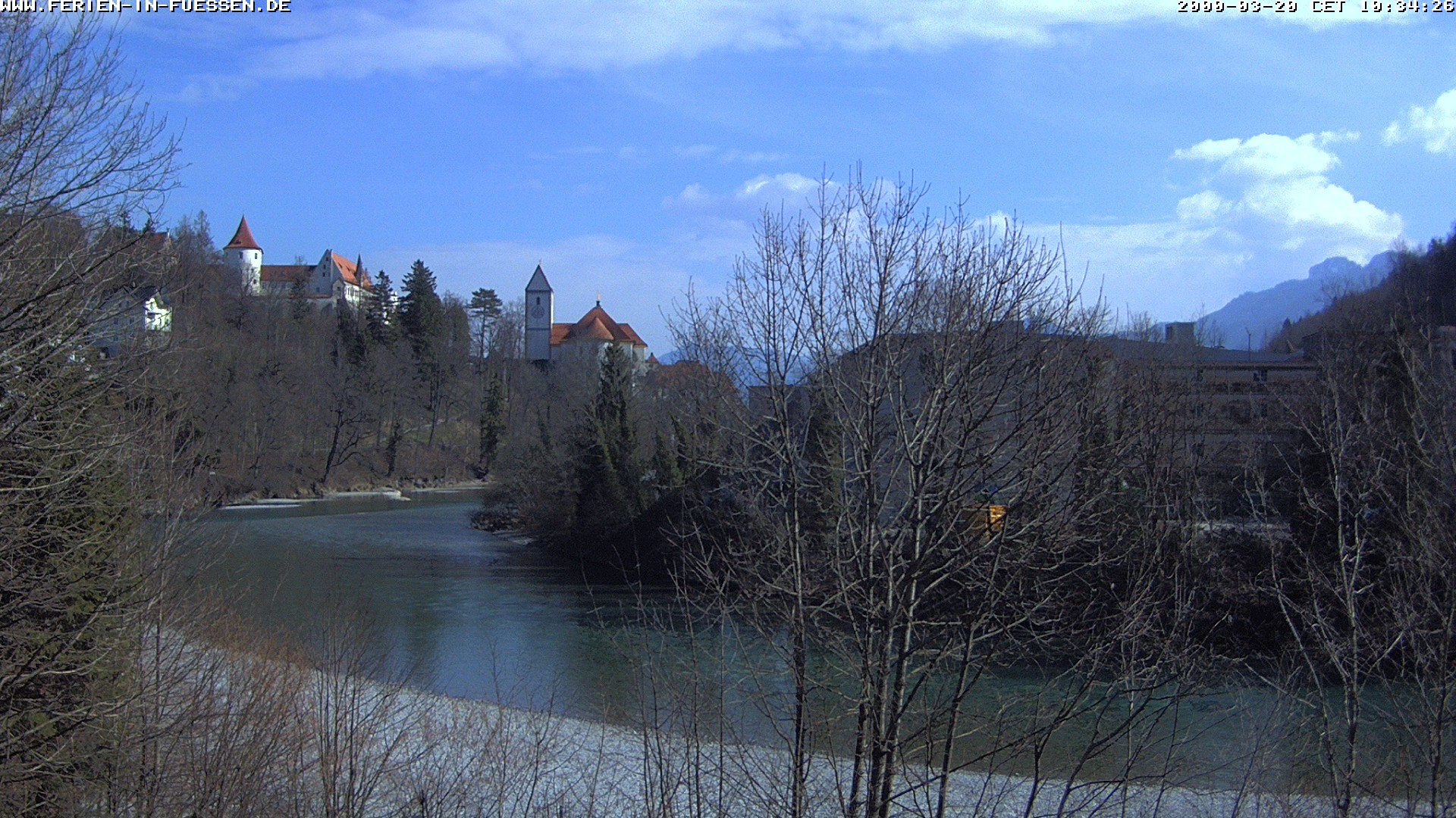 Archiv Foto Webcam Füssen: Blick auf Lech und Hohes Schloss