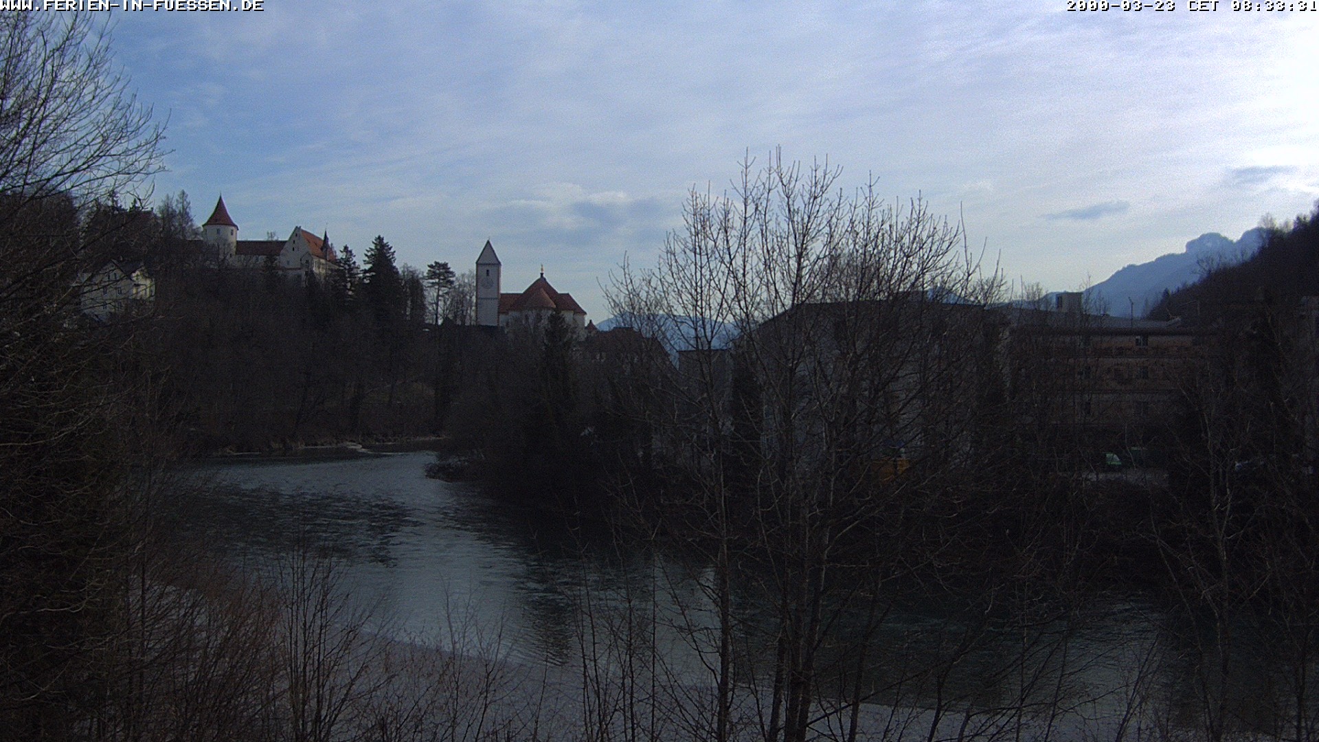 Archiv Foto Webcam Füssen: Blick auf Lech und Hohes Schloss